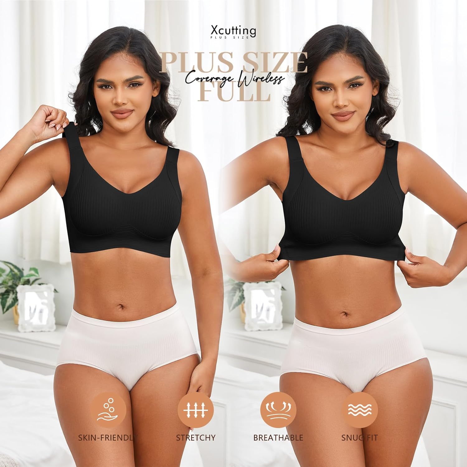 Womens Seamless Wireless Supportive Bras Push Up Comfort Soft No Underwire Full Coverage T-Shirt Bra Plus Size - Image 4