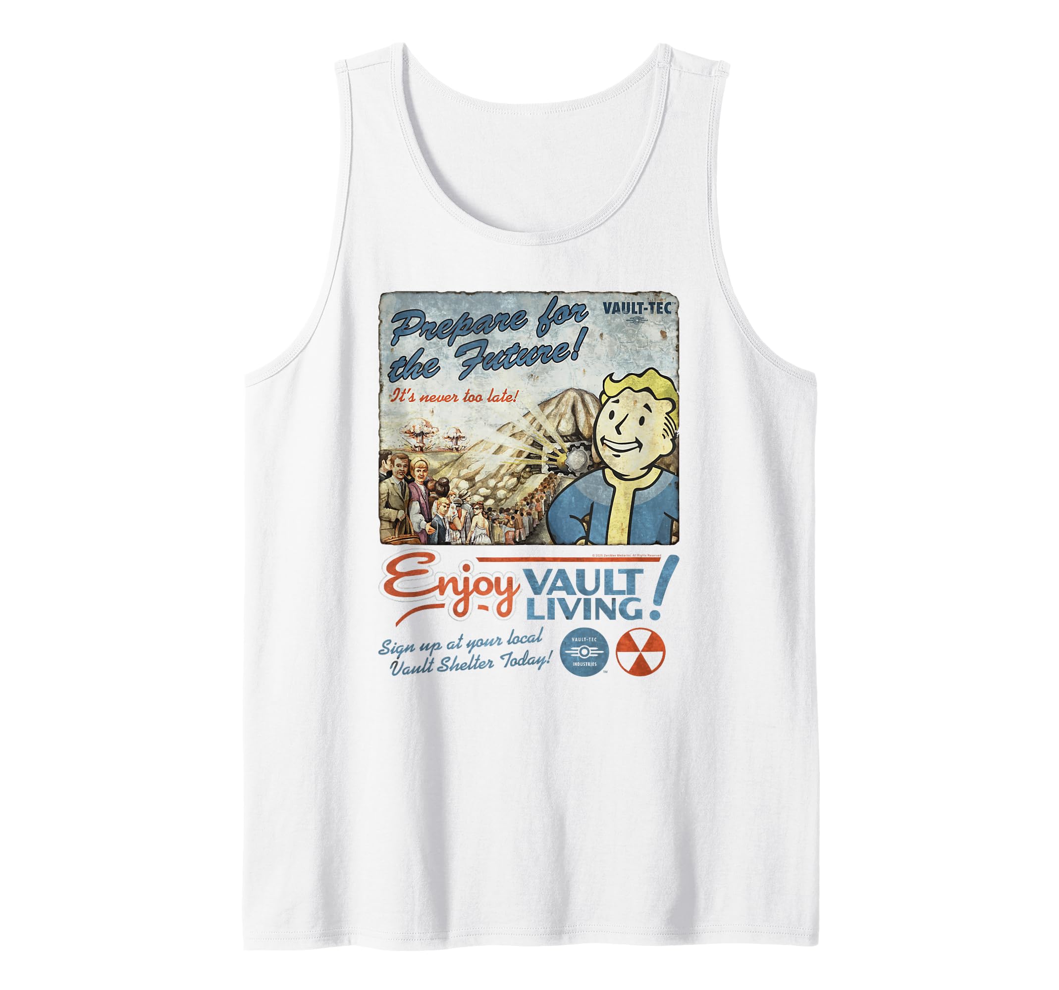 Fallout Video Game Enjoy Vault Living Vault-Tec Retro Ad Tank Top