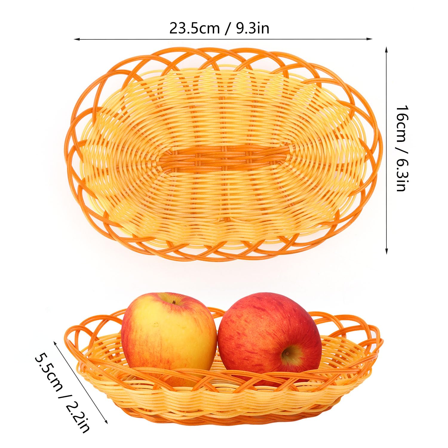 25 cestas ovaladas de plástico – 9.2 x 6.3 x 2.2 pulgadas, versátiles cestas de pan tejidas de ratán, cesta de pan de mimbre para servir, accesorios para el hogar y la cocina