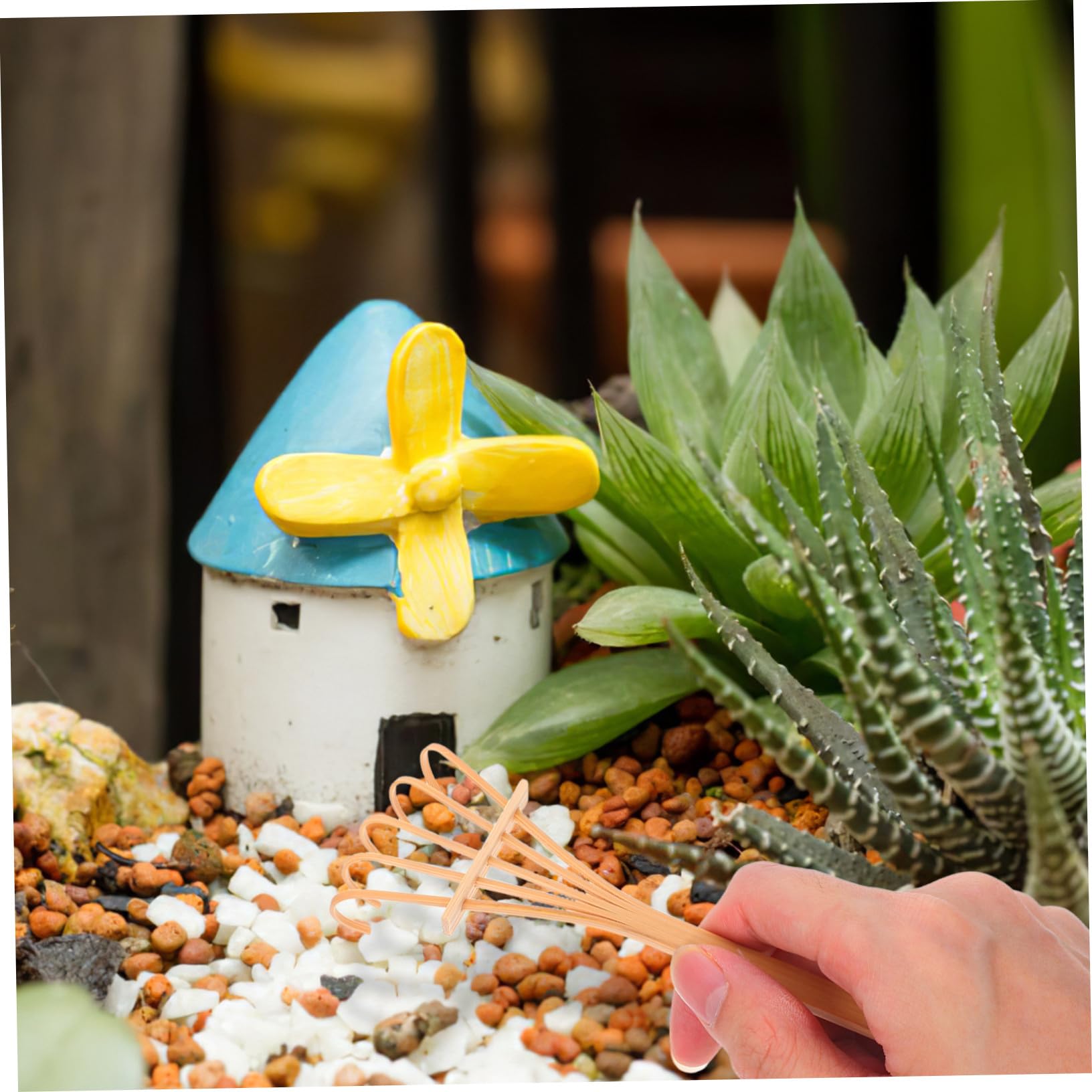 Conjunto Herramientas Mini Rastrillos de Madera para Jardín Zen Accesorios Portátiles para Decoración de Escritorio para Meditación y Jardines Casa u Oficina