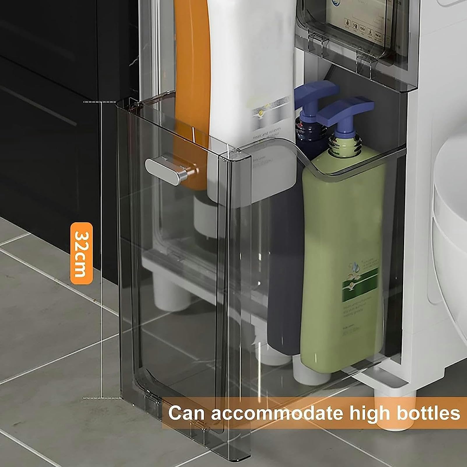 Armario con cajones de almacenamiento apilables, independiente, para baño, Estrecho y Delgado, con cajones transparentes, armario de esquina para El hogar, cocina, dormit