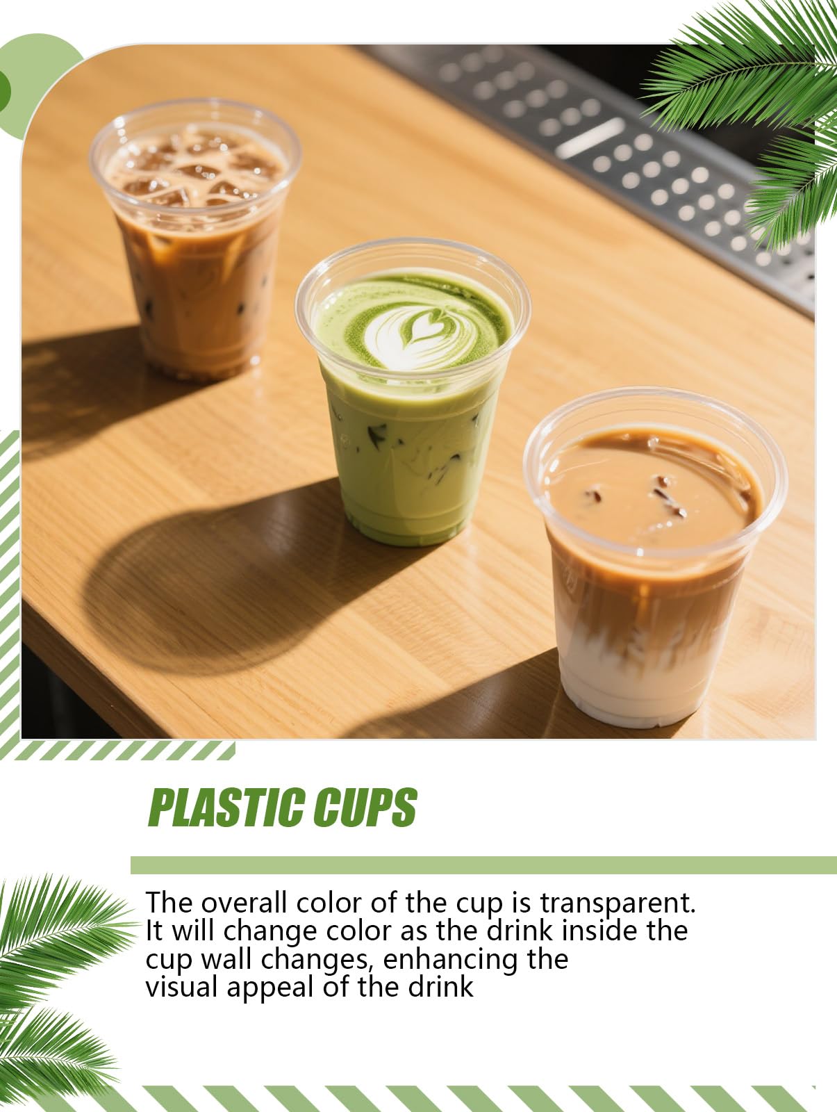 300 Stück 350ML durchsichtige plastikbecher,Wiederverwendbar becher plastik,Geeignet für Eiskaffee,Milchtee,Cola,Orangensaft und andere kalte Getränke,geeignet für Partys,Picknicks,Bankette