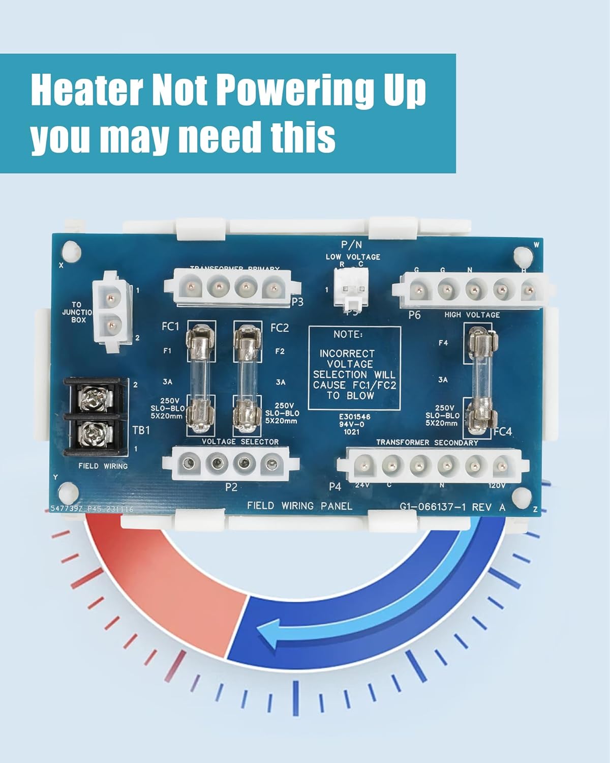 FDXLFWP1930 Pool Heater FD Field Wiring Panel Replacement Kit Fit for Hayward Universal H-Series (from H150 to H500), Blue and White