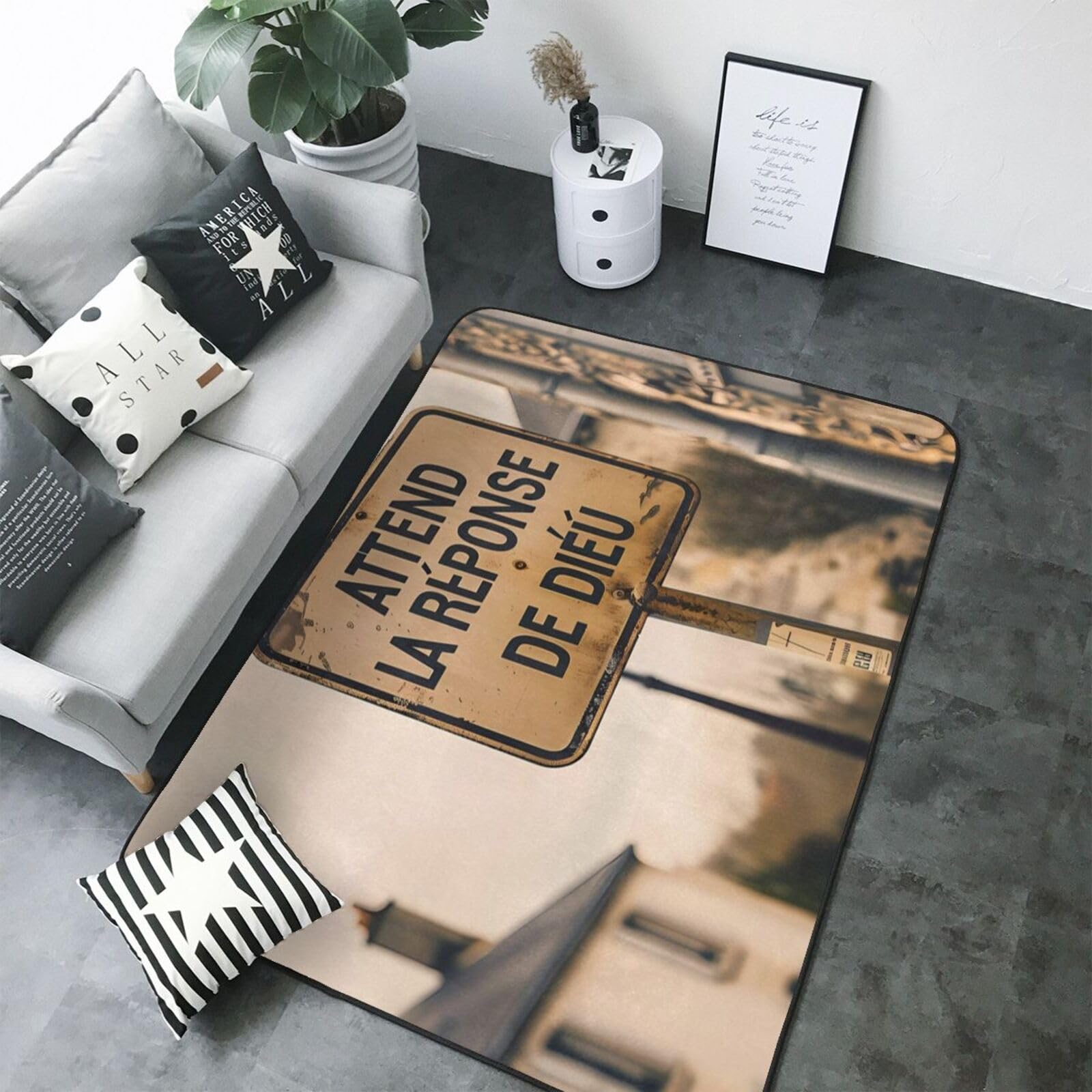 Tapis décoratif doux et lavable en grand format 150x200 cm pour salon