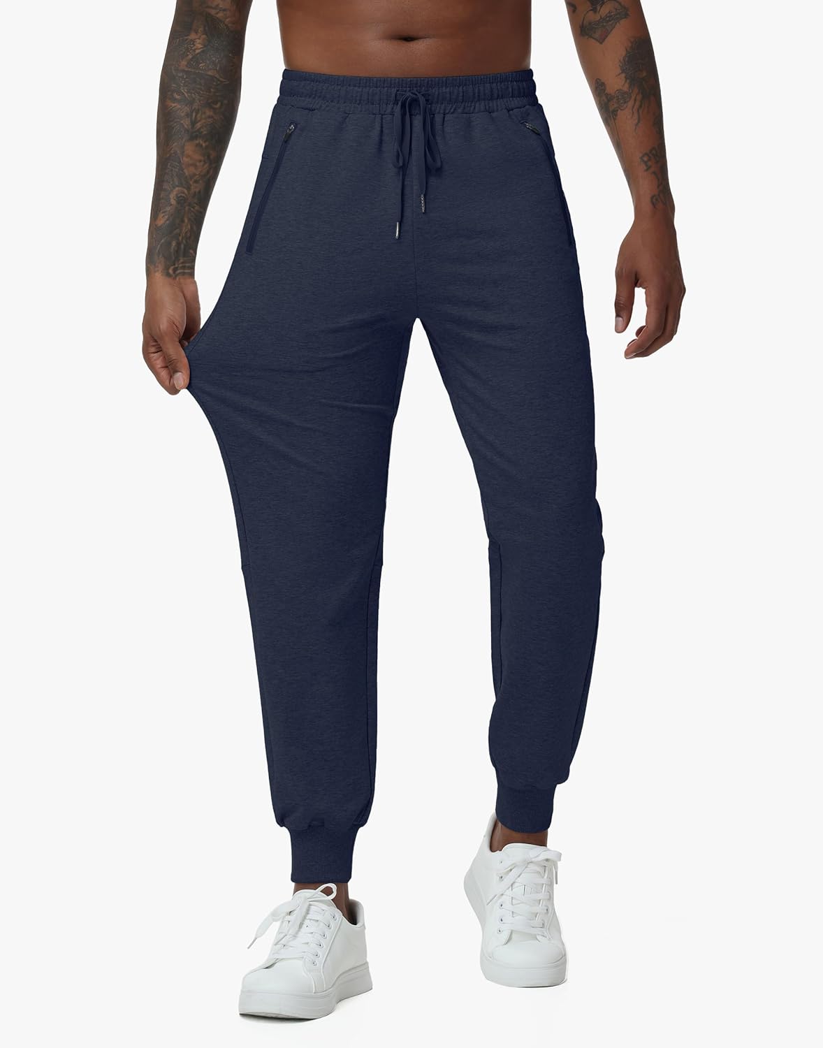 JWM Mens Joggers Sweatpants with 3 Zipper Pockets Comfy Stretchy Cotton Sweat Pants for Man Casual Athleticn Gym Regular&Tall - Image 3