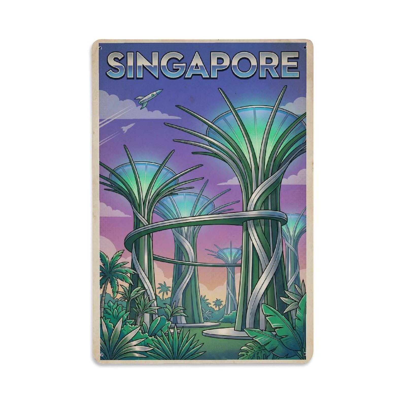 Gead 8X12inch Style Vintage Travel Singapore Supertrees Metal Tin Sign
