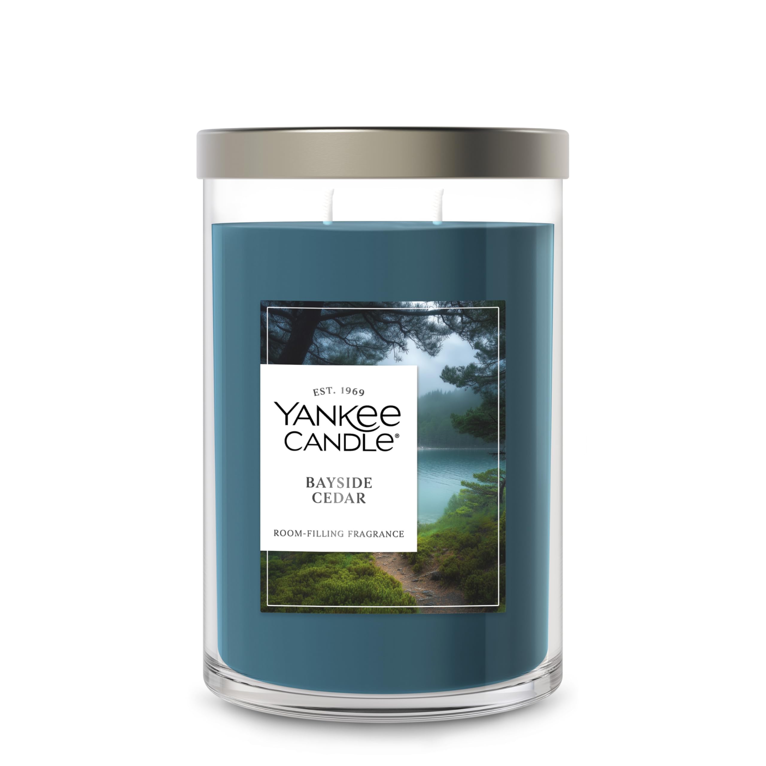 Yankee CandleLarge Tumbler Scented Candle with up to 80 Hour Burn Time, Premium Plant Wax Blend for Consistent Burn, 20 oz Tumbler Candle with Room Filling Fragrance, Bayside Cedar