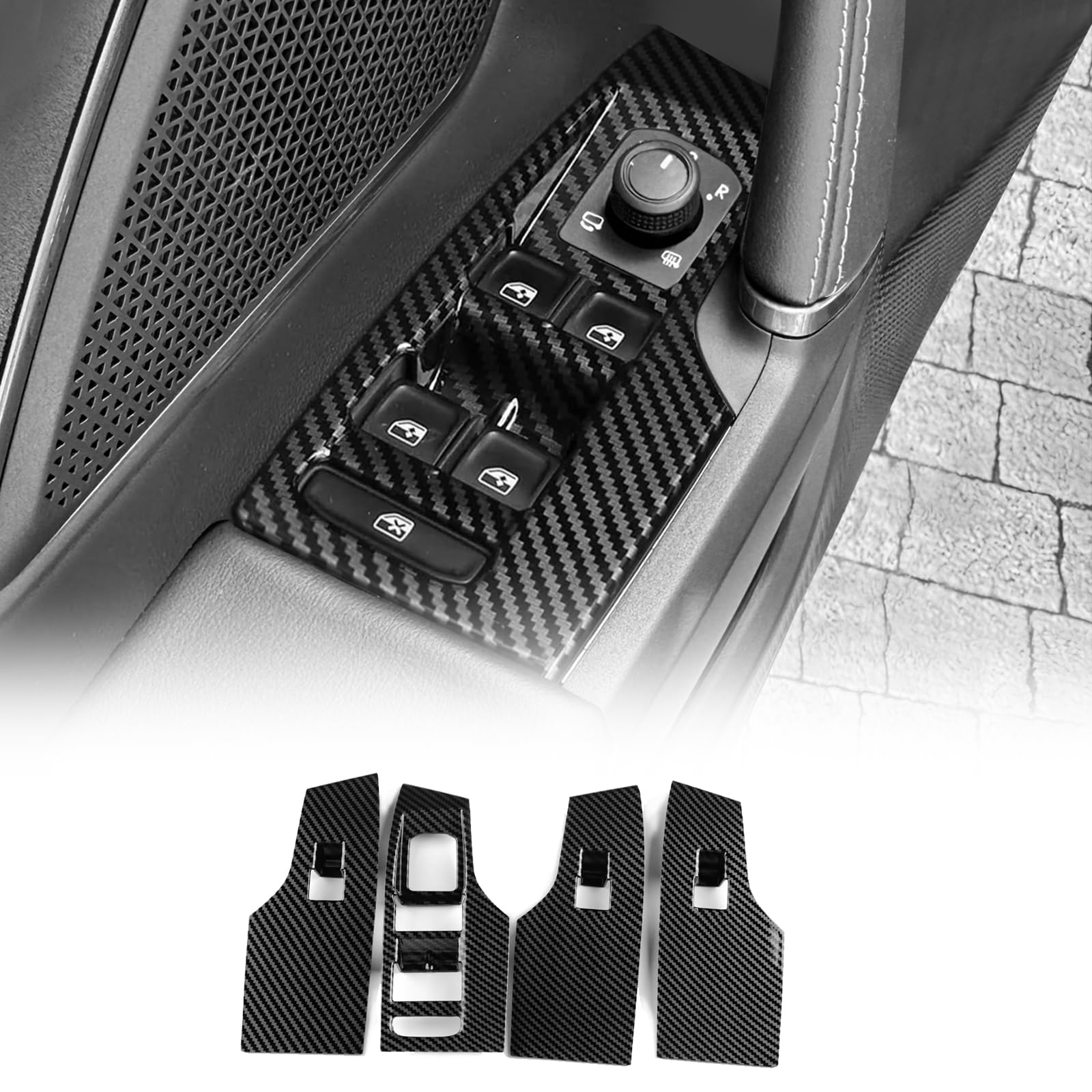 Para Seat Leon MK4 C-upra Leon C-upra Formentor Seat Ibiza Seat Arona 2020-2024 2025 2026 ABS Fibra de Carbono Panel de Control Coche Ventana Cristal Interruptor de Elevación Cubierta Marco