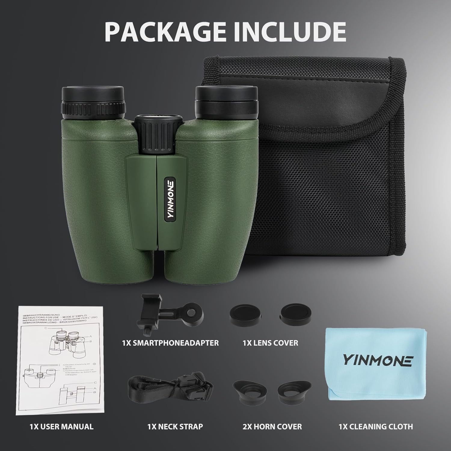 2026 New HD Small 12X30 Compact Binoculars with Phone Adapter BAK4 Prism FMC Lens, High Powered Small Lightweight Binoculars for Kids&Adults Bird Watching,Outdoor,Wildlife,Sports,Travel-Dark Green