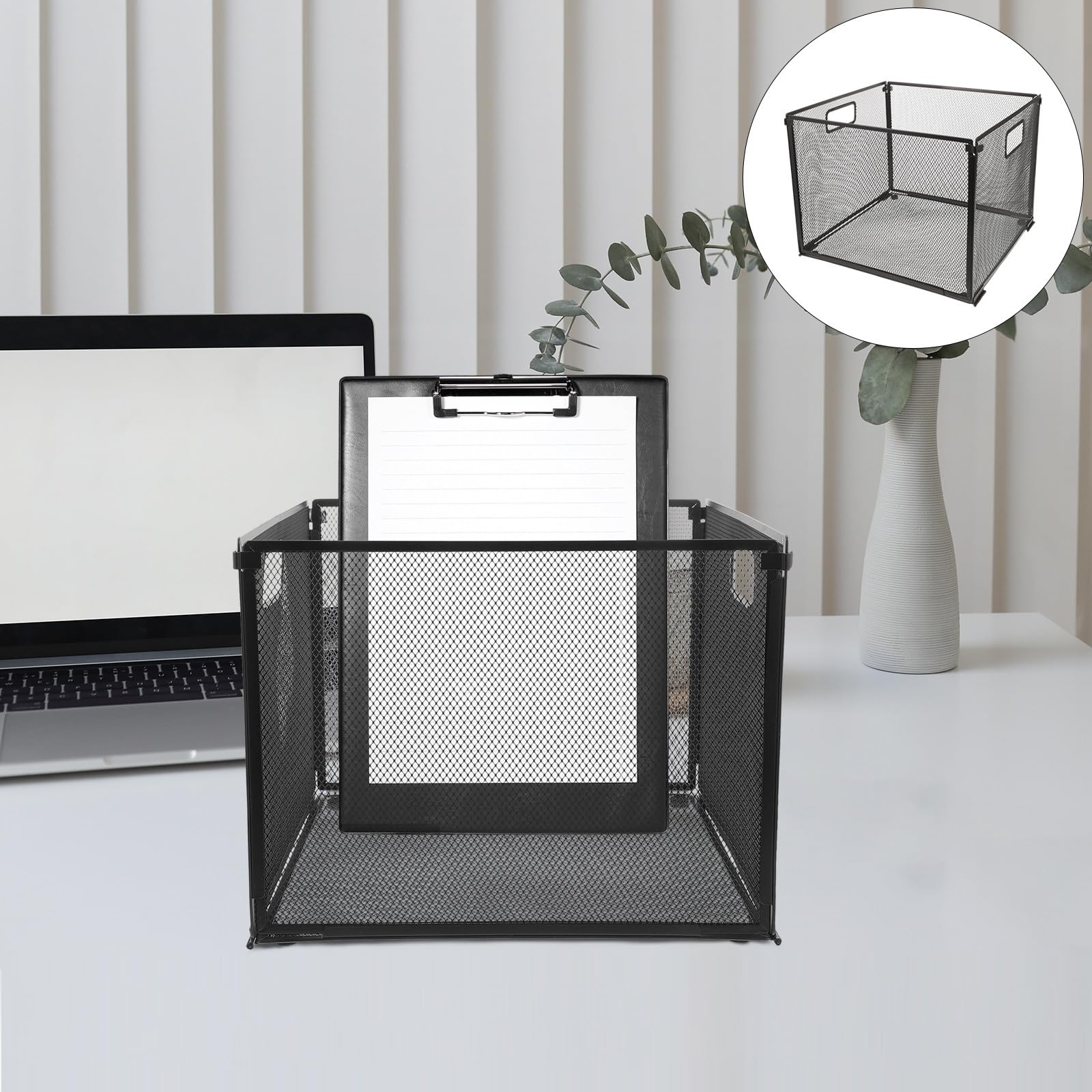 ibasenice Organizzatore da Scrivania e Livelli in Inossidabile Nero Design Pieghevole Organizer File Funzionale e Salvaspazio per Ufficio e Scuola