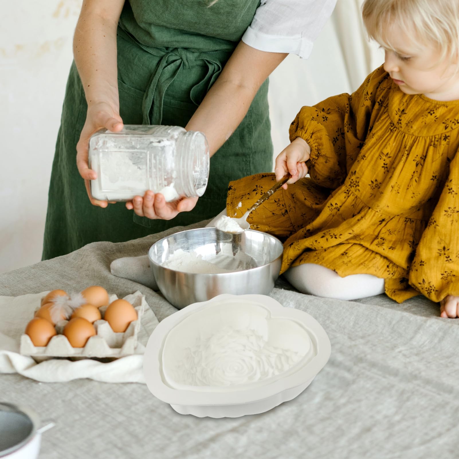 ULTECHNOVO 3 Stück Liebe Rosenschimmel geformt Herz Schokoladenform Kuchenform Formen zur Dessertherstellung Backform aus Silikon Backwerkzeug DIY -Backformen Kieselgel Weiß