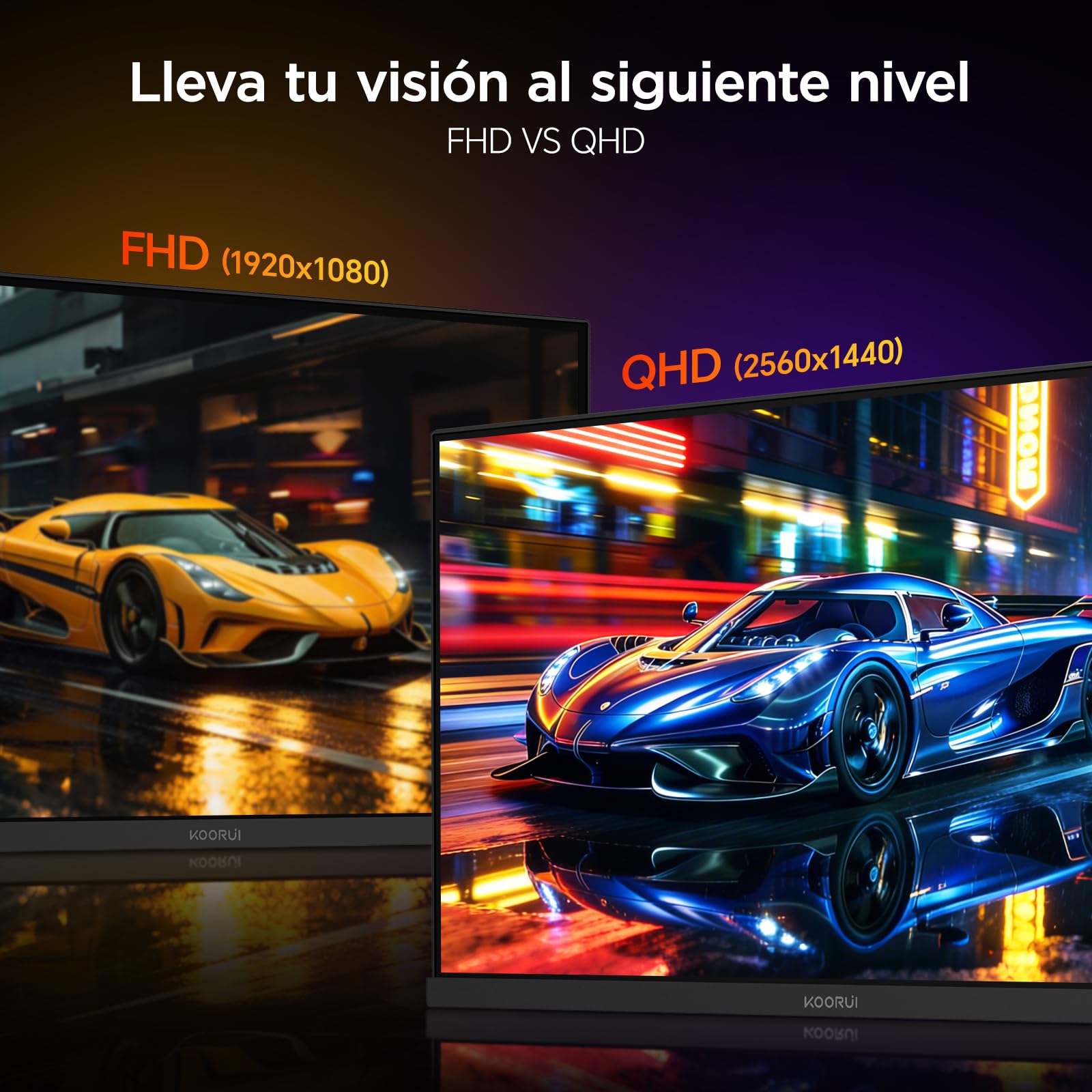 KOORUI Monitor Gaming 27 Pulgadas Curvo 180HZ QHD 1ms Adaptive Sync HDMI/DP | DCI-P3 90%, HDR10, Inclinación Ajustable, Eye Care, QHD 2560x1440, VESA 100x100mm, 1500R