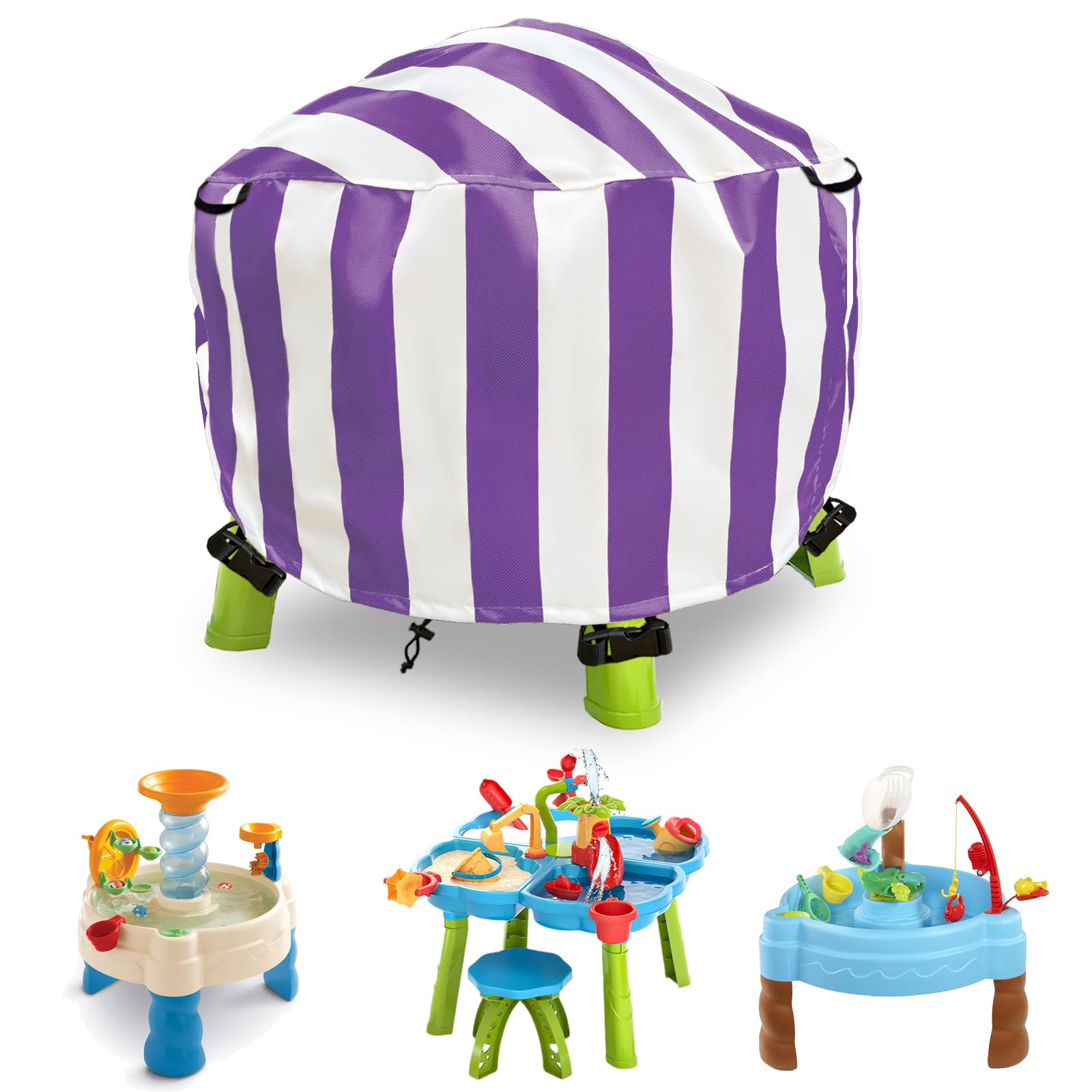 Water Table Cover Spiralin' Seas Waterpark Outdoor Sand Water Play Table Cover 34X34X18 inch-(Cover only)-Purple