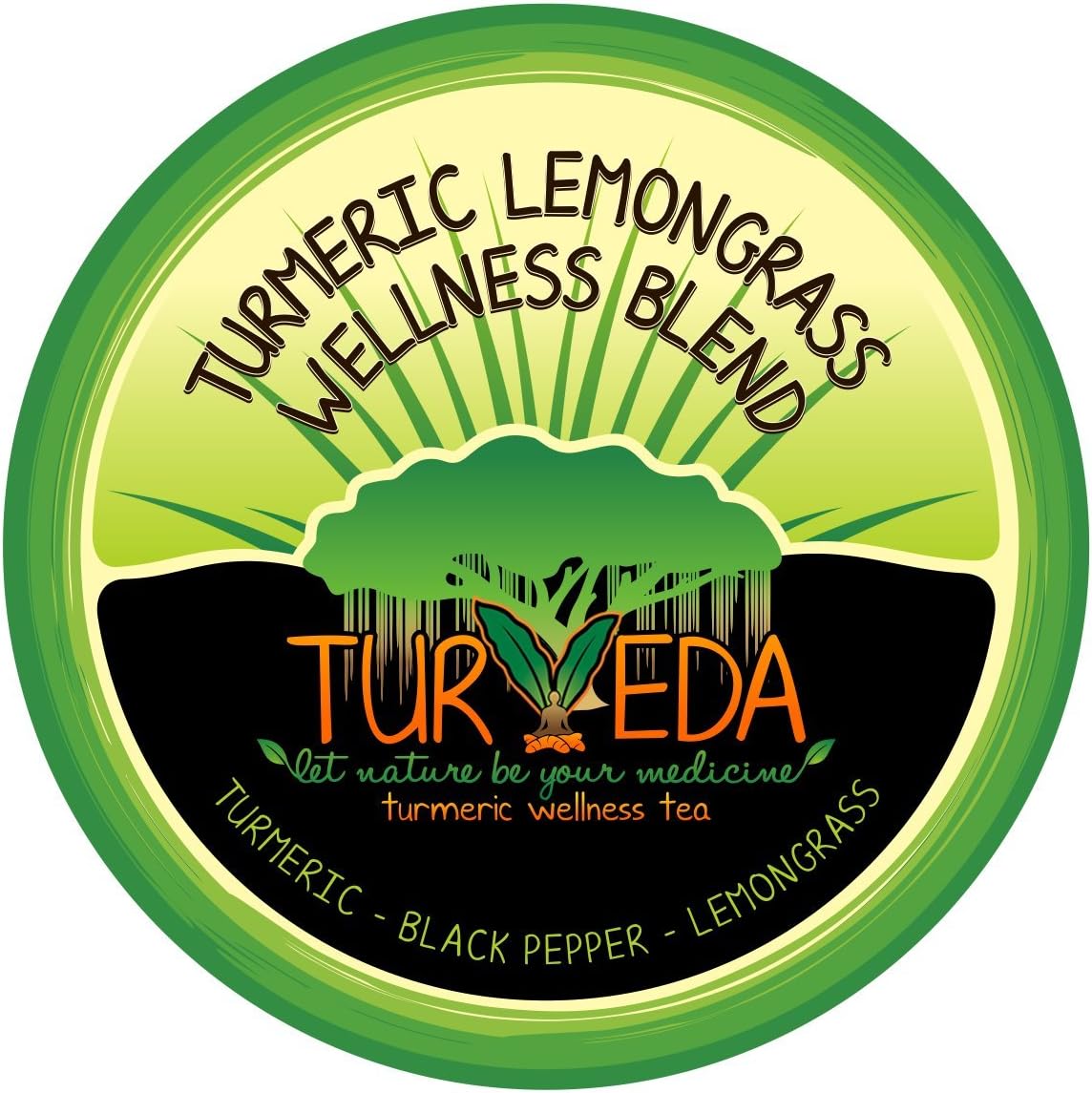Turveda Tea, Turmeric Curcumin Lemongrass Tea (Decaffeinated) for Keurig K-Cup Brewer, 95% Curcumin K-Cup Supplement for Cardiovascular Support & Healthy Aging, 100% Natural, 15 Single Serve Cups