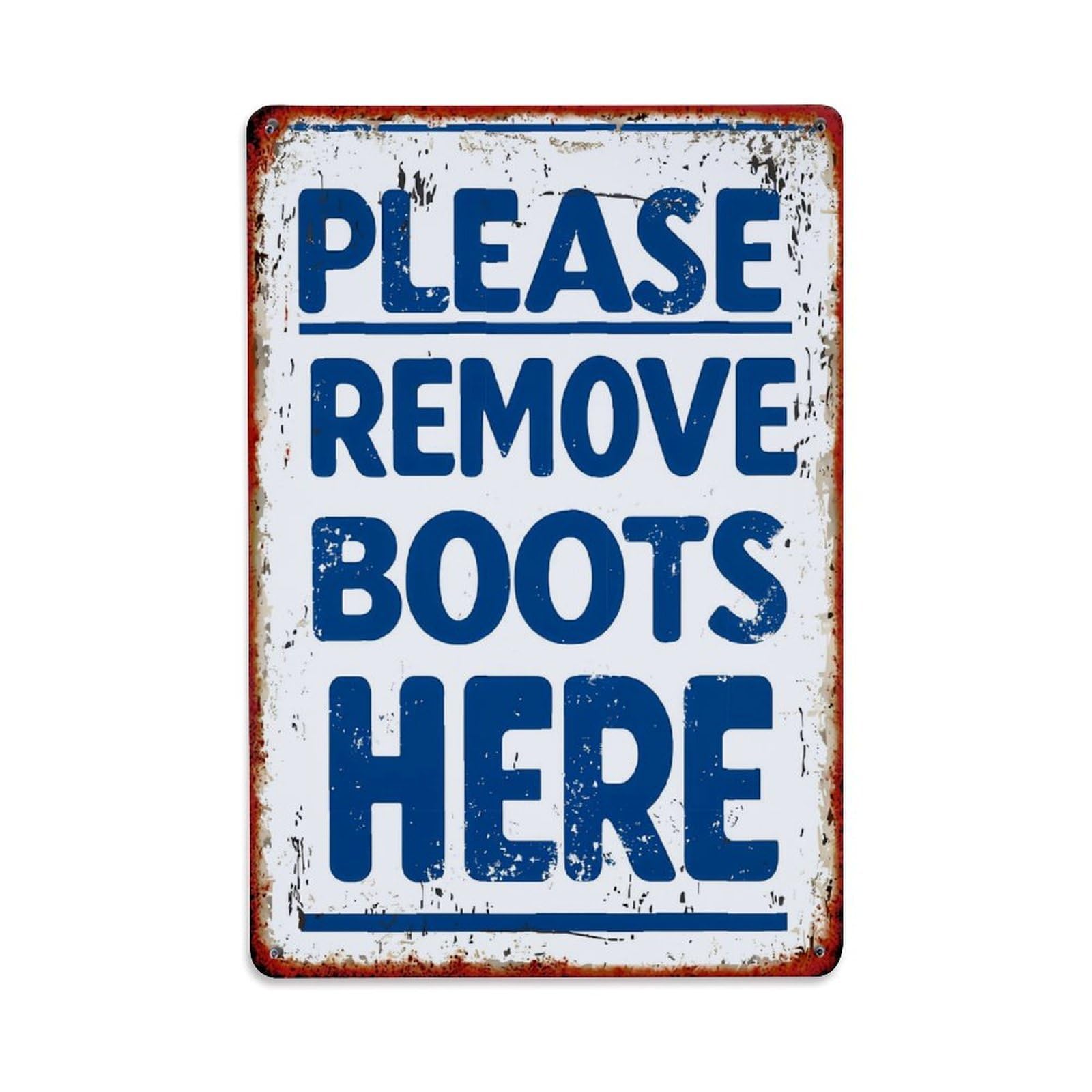 Jdyaojiesheng Vintage Please Remove Boots Here Tin Sign Retro Metal Wall Decor Metal Poster, Home Bar Garage Farmhouse Cafe Wall Art Decoration 8X12inches