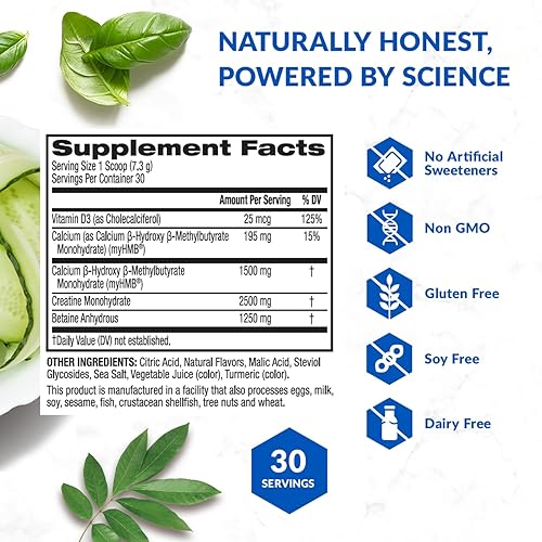 Miniatura 18 de BioTrust Ageless Muscle Builder - Creatina HMB en polvo con vitamina D3 y betaína - Construye y preserva la masa muscular y la fuerza en disminución