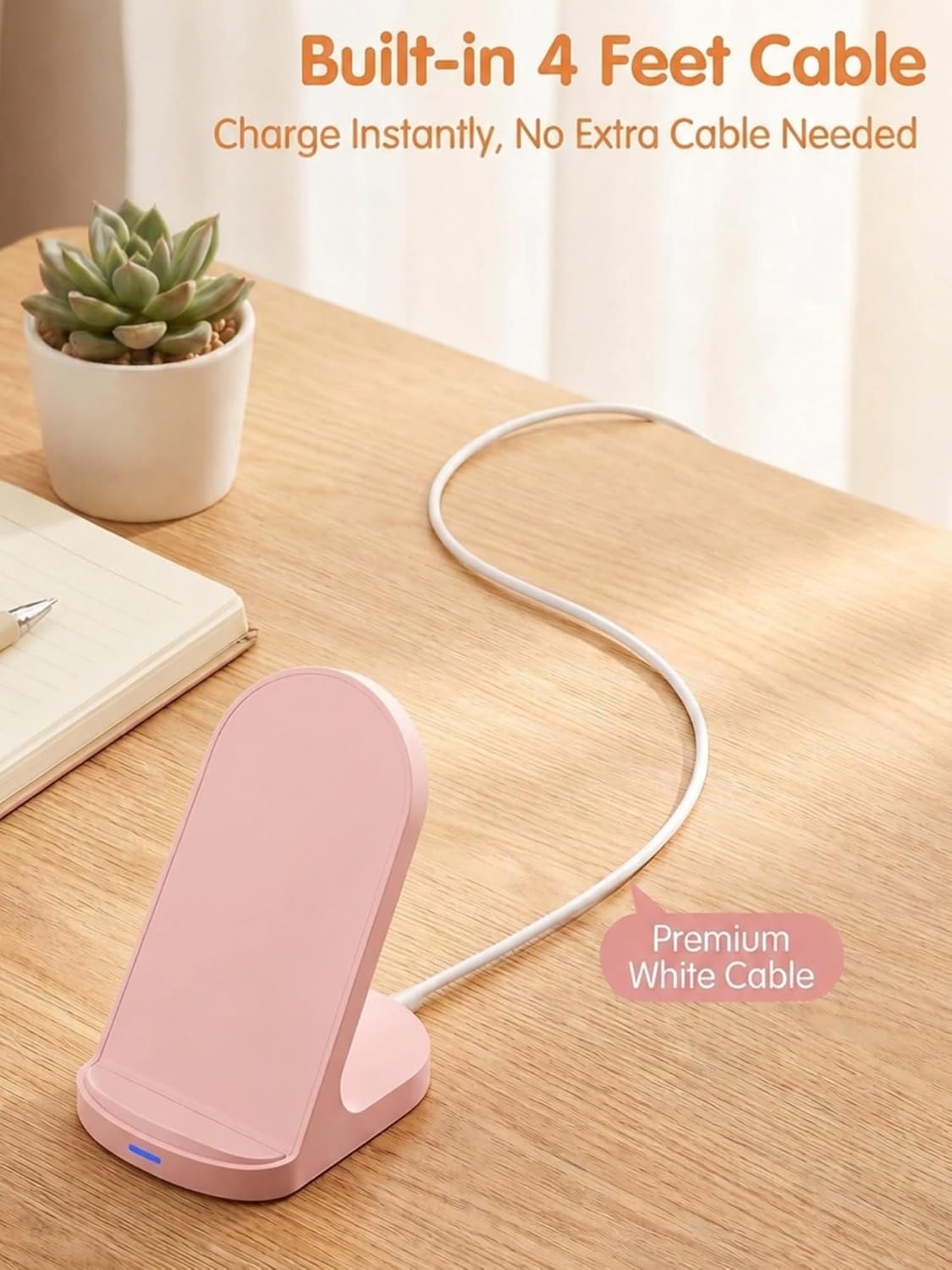 YW YUWISS 15W Fast Wireless Charger Wireless Phone Charger Stand Compatible with Apple iPhone 14 13 12/12 Pro Max/ 11Pro/11Pro Max, Compatible with Samsung Galaxy S22 S21 S20 (Rose Gold)