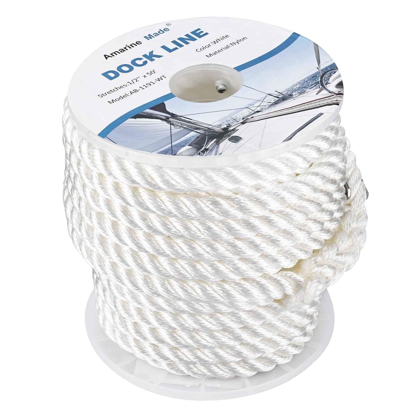 Precision Auto Labs Twisted Nylon Anchor Rope – 1/2" X 100ft Three-Strand Boat Dock Line