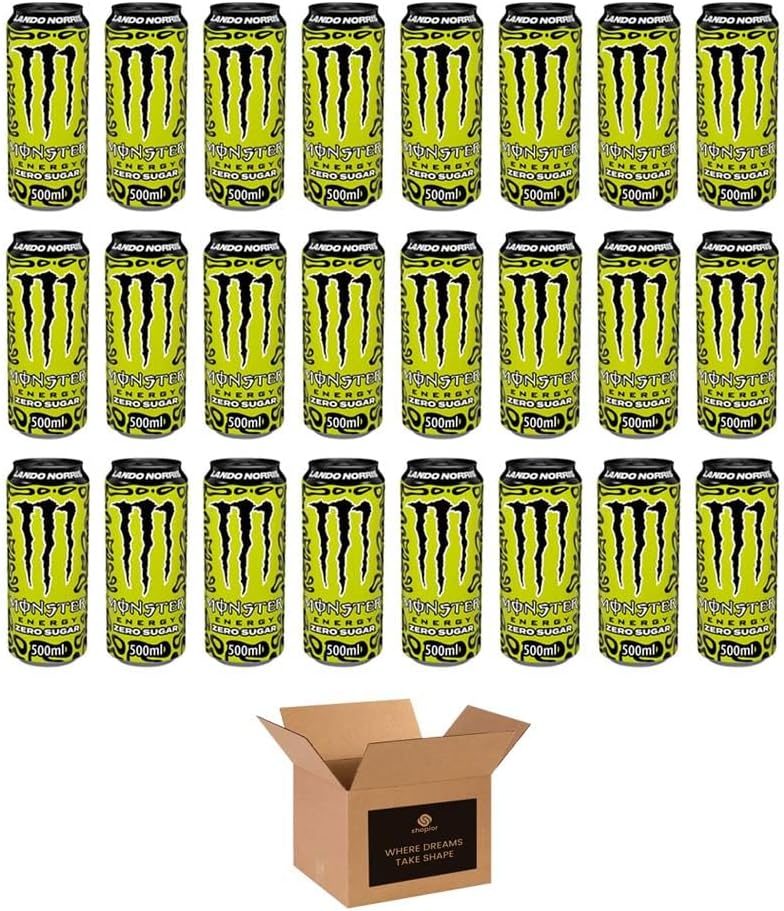 Monster Energy Drink Flavours | Juiced, Zero Sugar, Ultra, Monarch, Fiesta Mango, Strawberry Dreams, VR46, Punch | High Caffeine Sports Energy Drink (Lando Norris - 500ml x 24Pack)