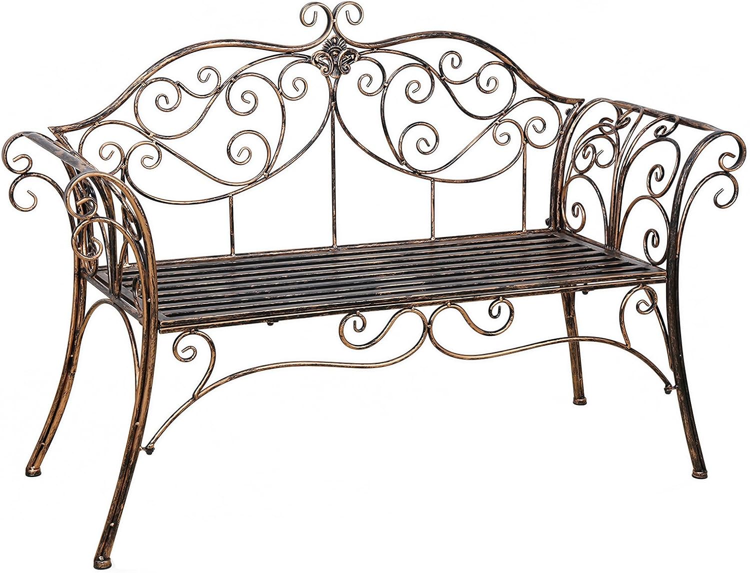 HLC Outdoor Bench Outdoor Sturdy Rust-Resistant Bench Butterfly Cast Iron with Armrests Park,Yard, Patio, Porch, Lawn Double Seats