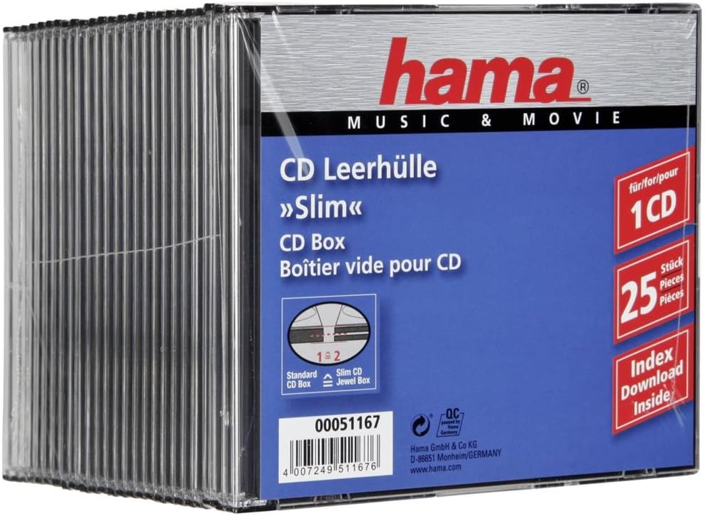 Slim CD Jewel Case | Pack of 25 | Transparent & Black