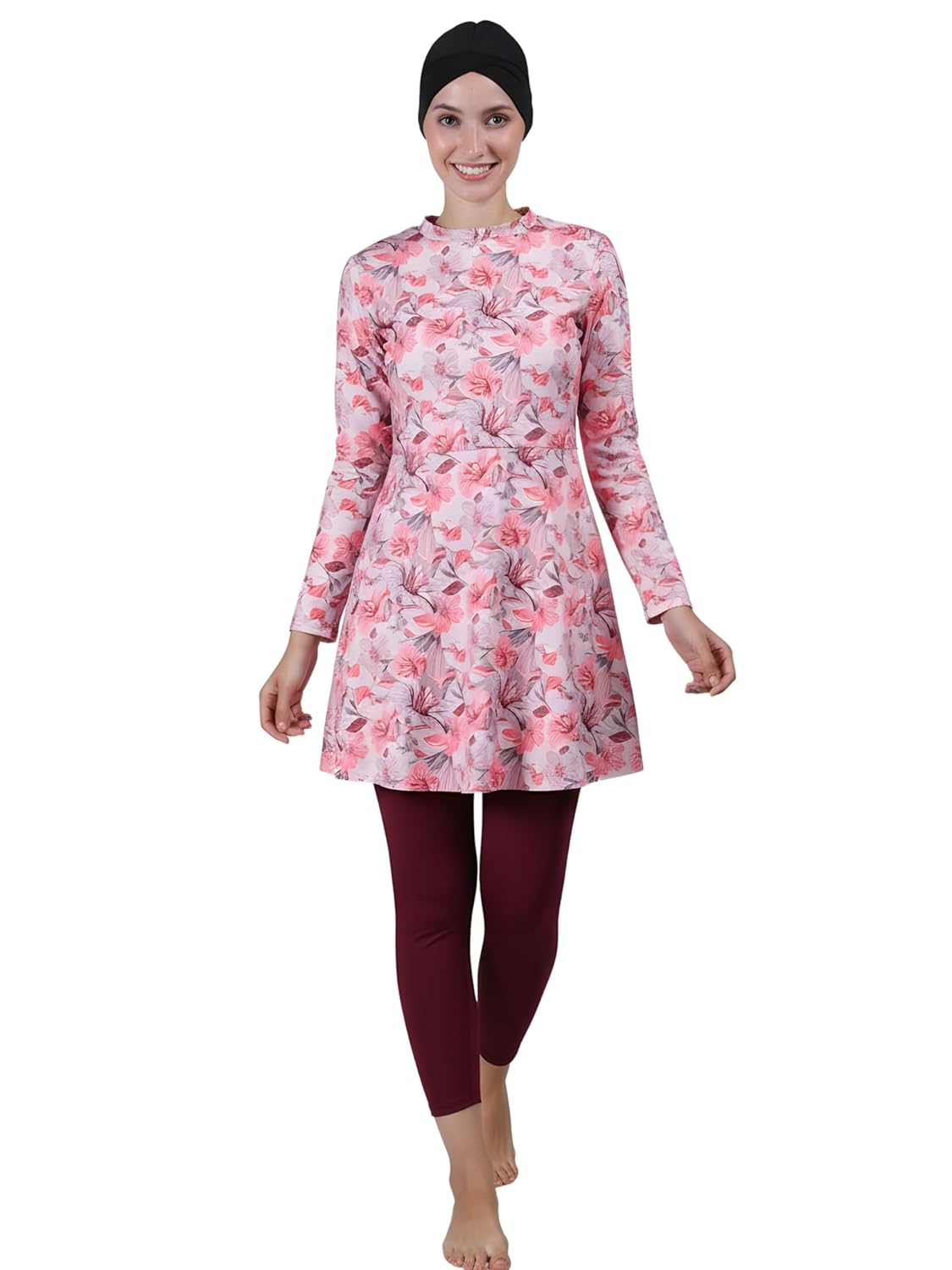 Women 3 Pc Printed Modest Muslim Swimsuit Full Coverage Swimwear Islamic Swim Hijab Swimming Costume Burkini Swim Suit