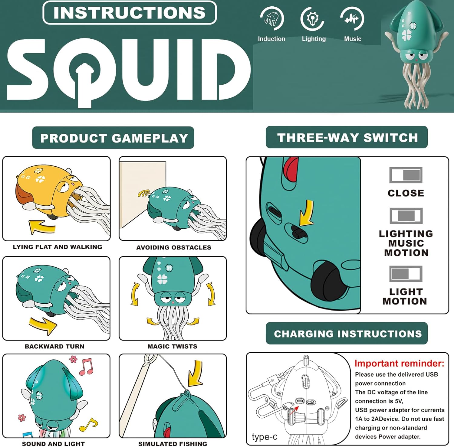 Dancing Octopus Baby Musical Toy,Electric Crawling Squid Tummy Time Toy for Kids Baby Funny Birthday Gifts