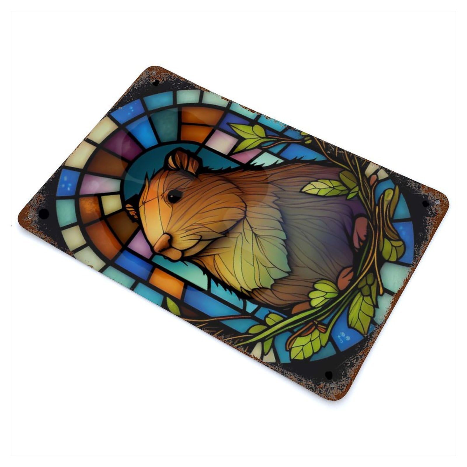 Rust Effect Capybara Gift Capibara Distressed Metal Wall Sign 11.8"x7.9", Decorative Metal Wall Art for Living Room, Hallway And Home Decor