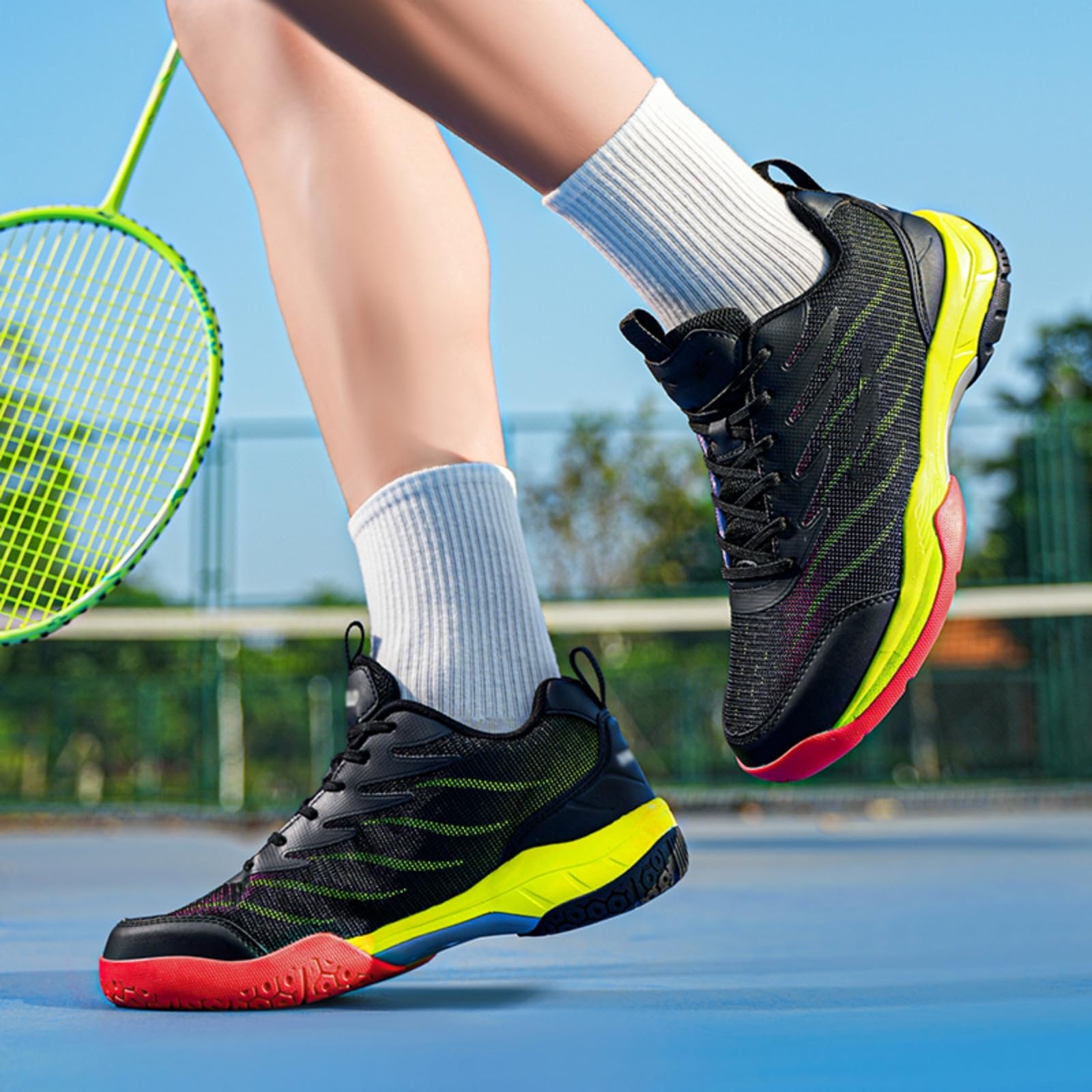JiuQing Badmintonschuhe Für Herren Hallenschuhe Für Kinder Und Schüler | Leicht Atmungsaktiv, Rutschfest, Für Das Training Bei Racketsportarten, Für Volleyball Pickleball Und Squash