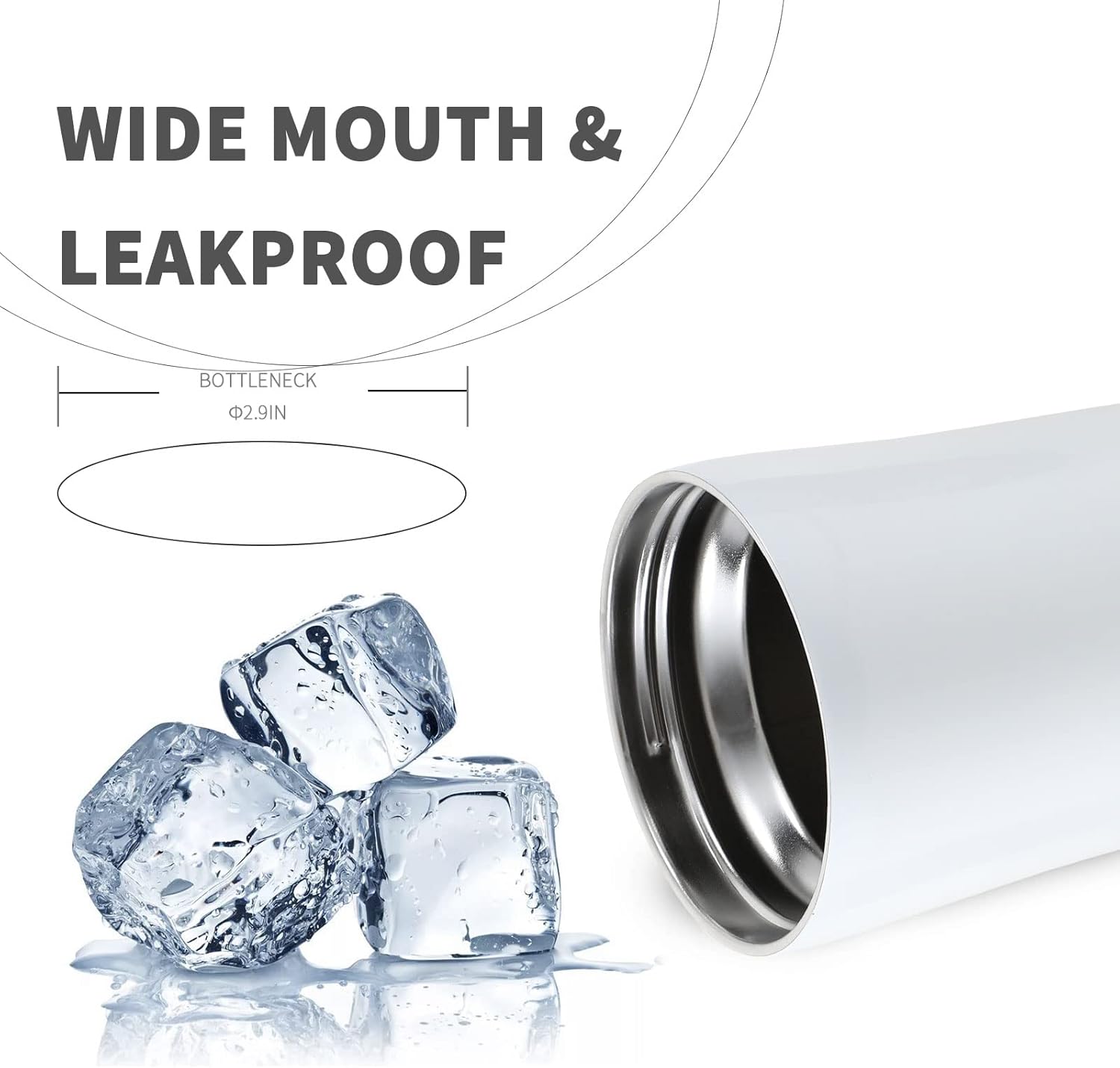 BOTTLE BOTTLE Coffee Tumbler with Dual-use Lid and Straw Double Walled Iced Travel Coffee Mug for Woman and Man 12 oz Stainless Steel Insulated Tumbler with Handle (white) - Image 4