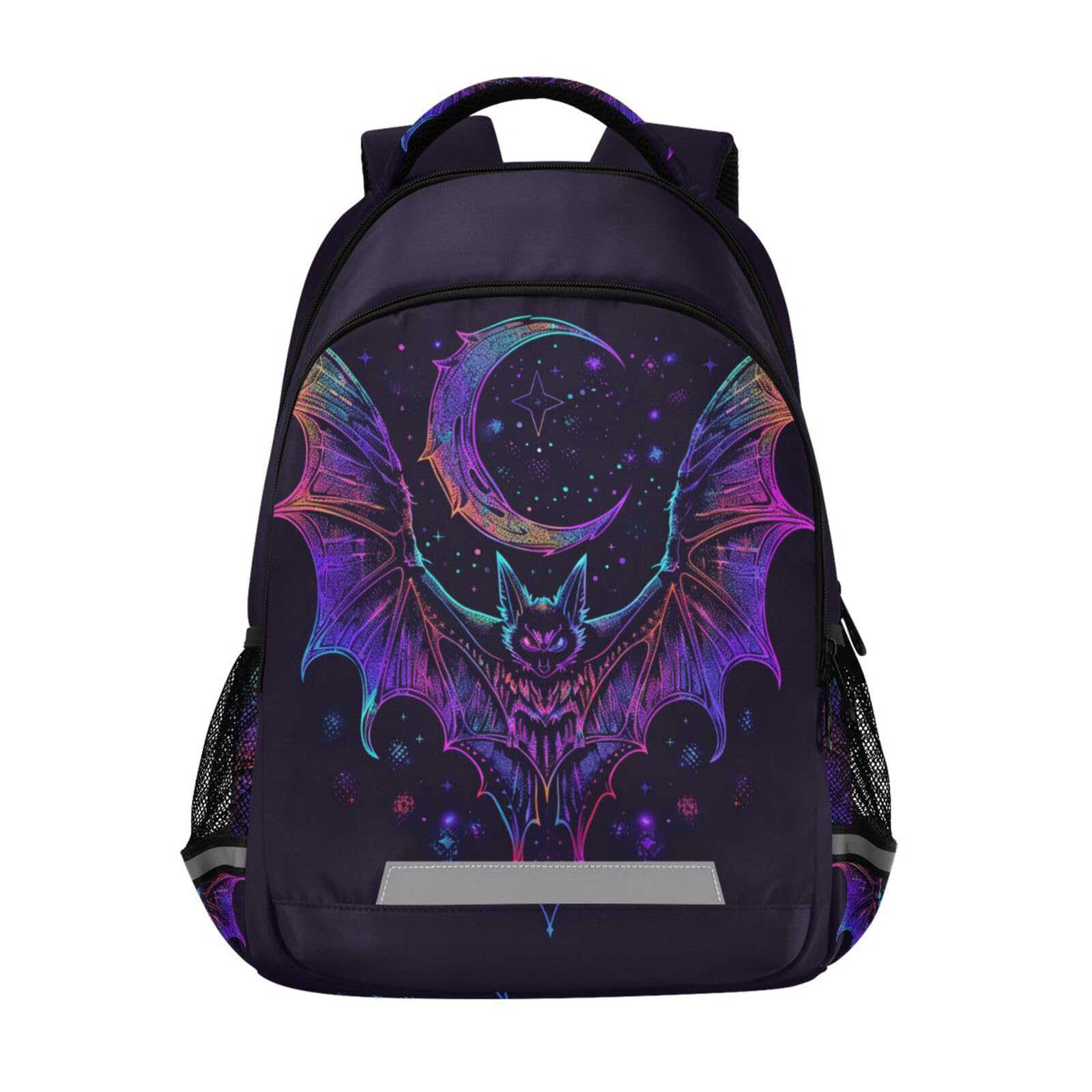 Backpack for Students Boys Girls Neon Bat Crescent School Bag Travel Daypack Rucksack