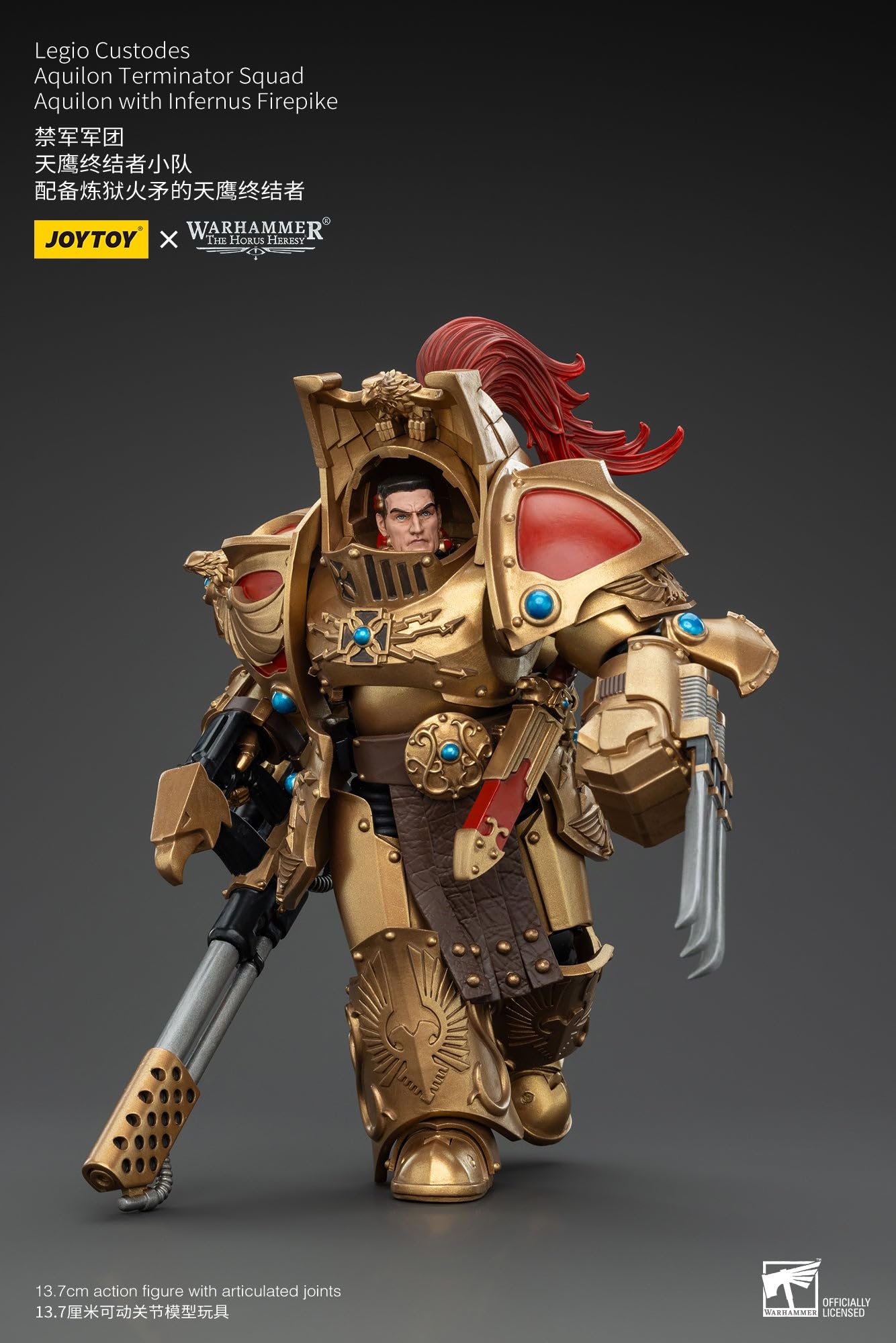 JoyToy Warhammer 40K Legio Custodes Aquilon Terminator Squad z Infernus Firespike figurka w skali 1:18