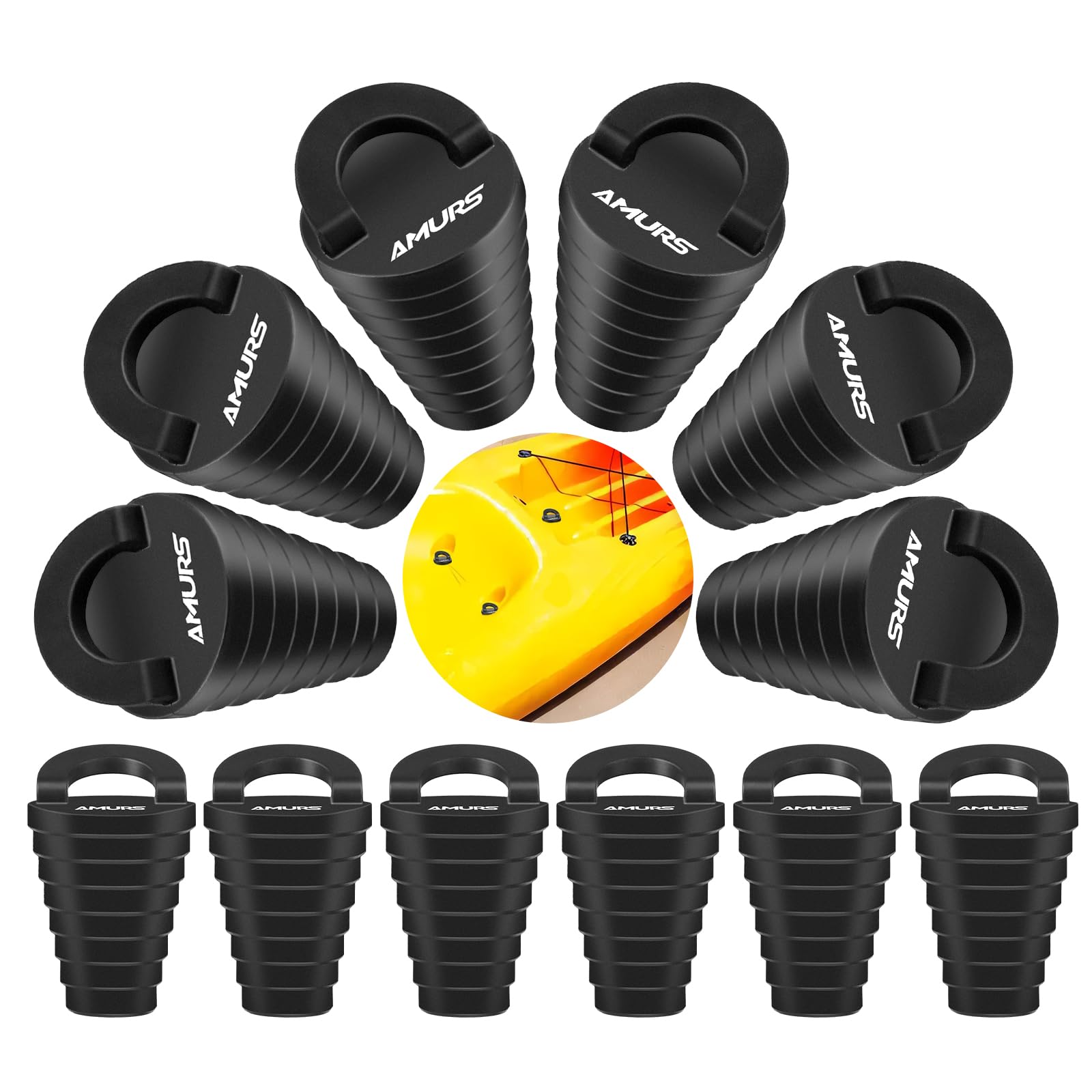 Small Kayak Scupper Plugs Kits Scupper Plugs Drain Holes Stopper with Silicone Handle Universal Kayak Plugs for sit on top Scupper Plugs for Kayak Canoe Boat (12Pcs)