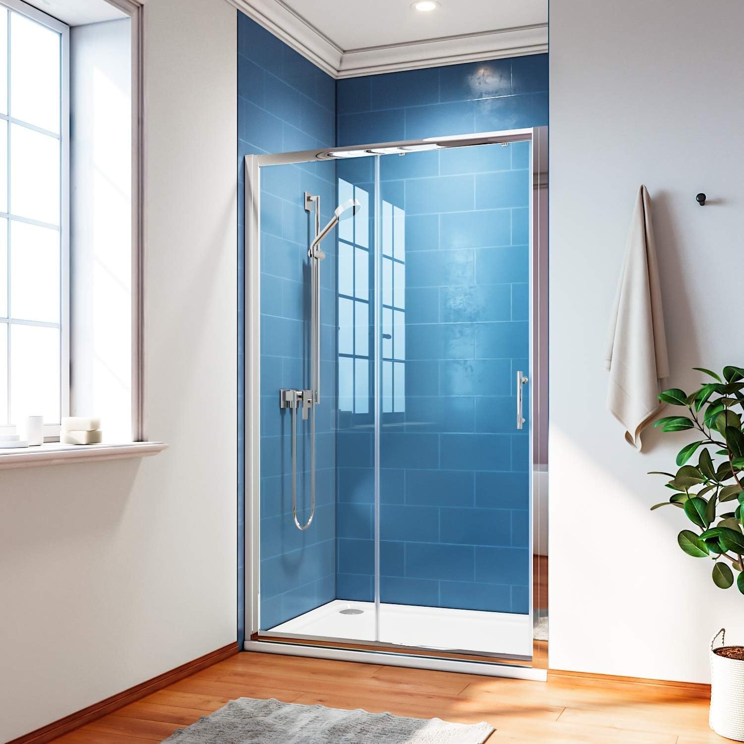 ELEGANT 1300mm Sliding Shower Enclosure Reversible 6mm Tempered Glass Shower Door Bathroom Shower Cubicle — image 1