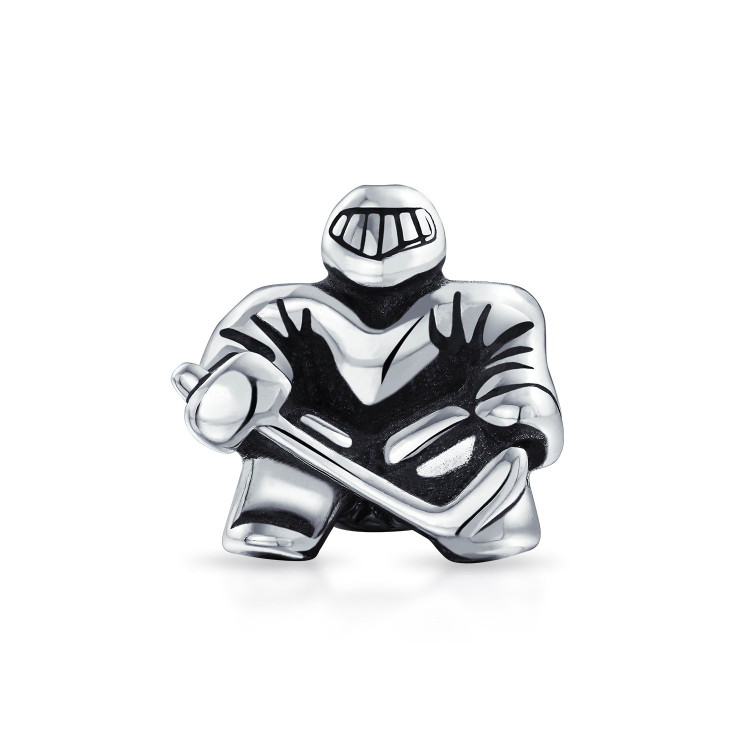 Bling Jewelry Ice Goalie Sports Team Hockey Player Charme Bead Für Frauen Teen Oxidiert .925 Sterling Silber Passt Europäisches Armband