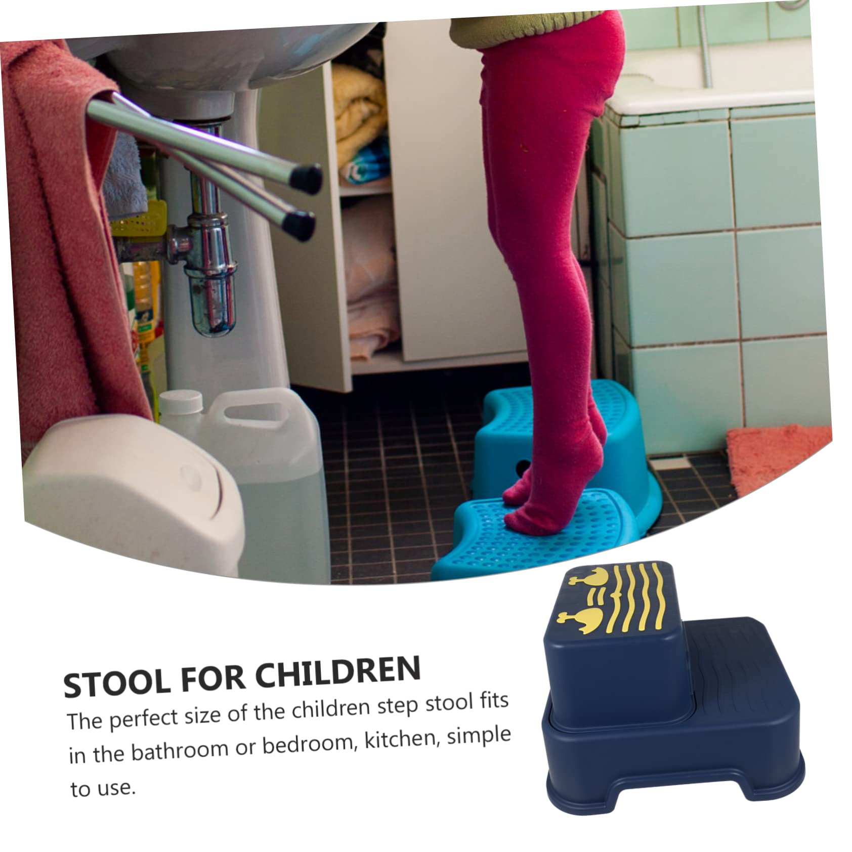 Taburete de Plástico para Niños de Dos Niveles Azul
