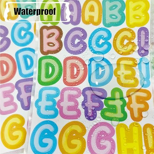 Miniatura 5 de 10 hojas de calcomanías de letras coloridas para niños, 890 calcomanías del alfabeto, impermeables, botellas de agua, calcomanías de vinilo para