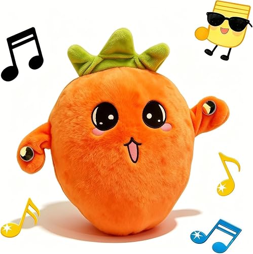 Musical Touch‑Activated Orange Carrots Plush Toy, Dual‑Mode Educational Gift for Boys Girls