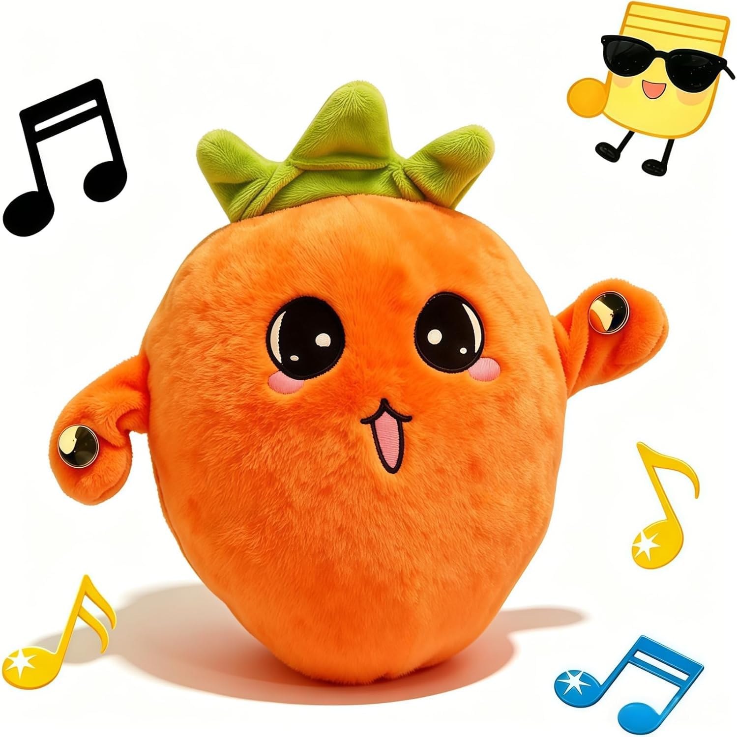 Starnearby Interactive Music Carrot Plush Toy, Magic Human Body Induction Stuffed Fruit Toy, Skin Touch Sensitive Rhythm Plush, Funny Musical Sensory Toy for Baby Kids Adults Autism