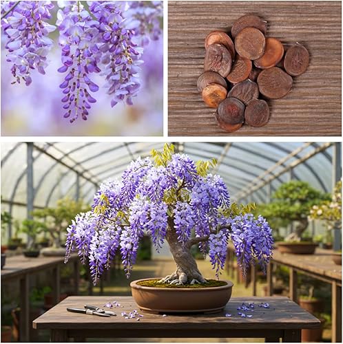 Miniatura 5 de Plántula de bonsái de glicina china para plantar, plántula bien arraigada de 1 año, árbol ornamental de rápido crecimiento con flores