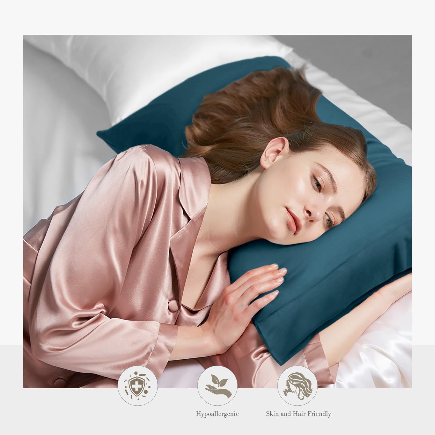 Teal Cooling Pillowcases,2 Pack,20x36 inches - Image 2