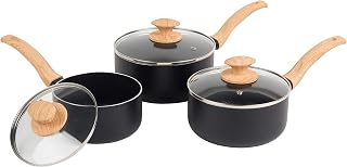 Lot de casseroles antiadhésives Smartstone Progress® BW09025EU Scandi avec couvercles en verre| 3 pièces |16/18/20 cm | Adapté à l'induction | Lavable au lave-vaisselle