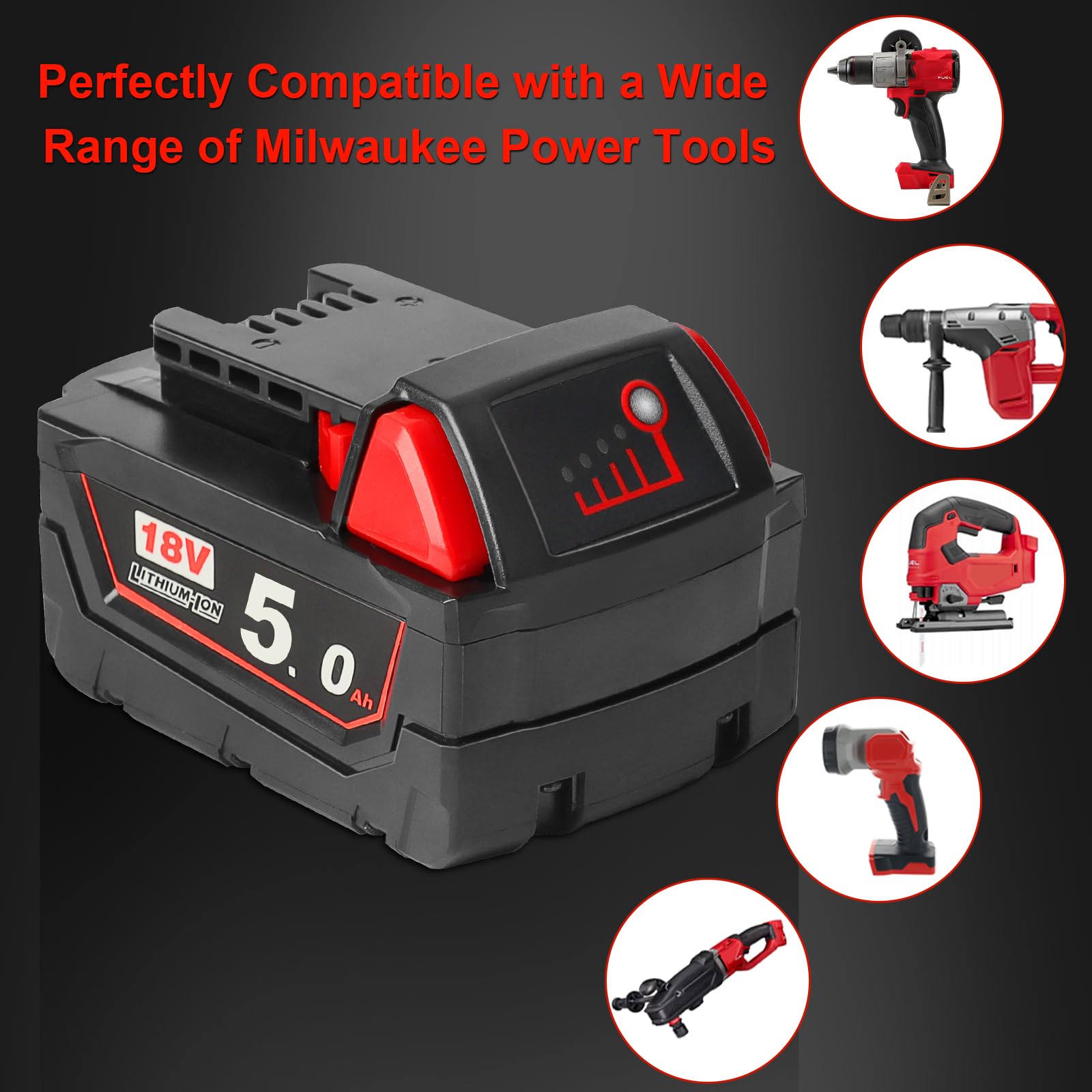 4x Für Milwaukee M18 Akku M18B5 18V XC 5.0Ah Li-Ion 48-11-1860 48-11 4x Für Milwaukee M18 Akku M18B5 18V XC 5.0Ah Li-Ion 48-11-1860 48-11