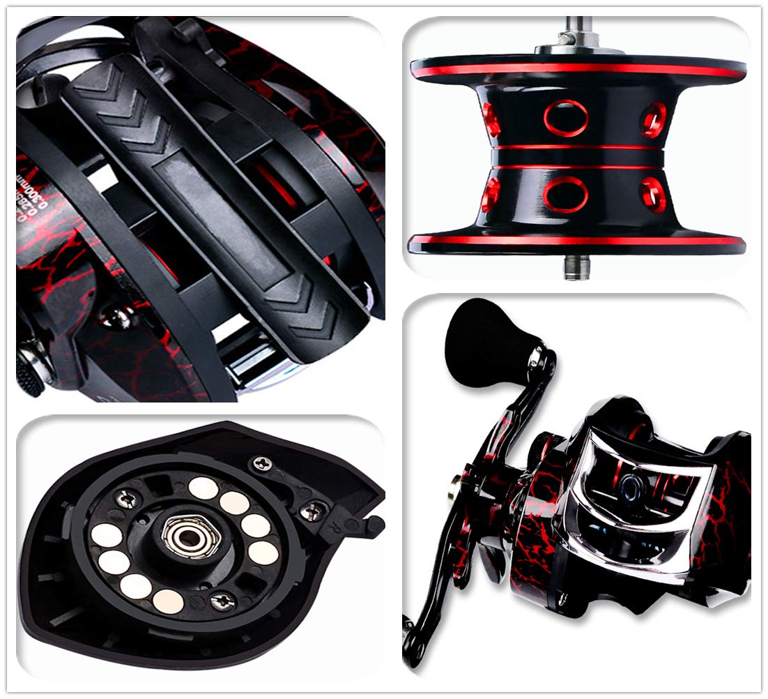 Moulinet de pêche Baitcasting, Moulinet de pêche de Conception compacte de 7,65oz, système de freinage magnétique à 8niveaux, 18+1BB, Rapport de démultiplication 7.2:1,Main Gauche/Droite