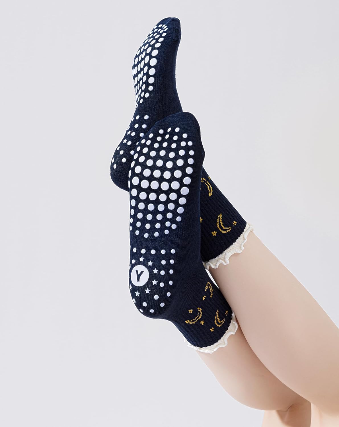 Yawlsow Pilates Grip Socks for Women Yoga Grippy Socks Cute Barre Non Skid Athletic Crew Sticky Sock Workout Hospital - Image 2