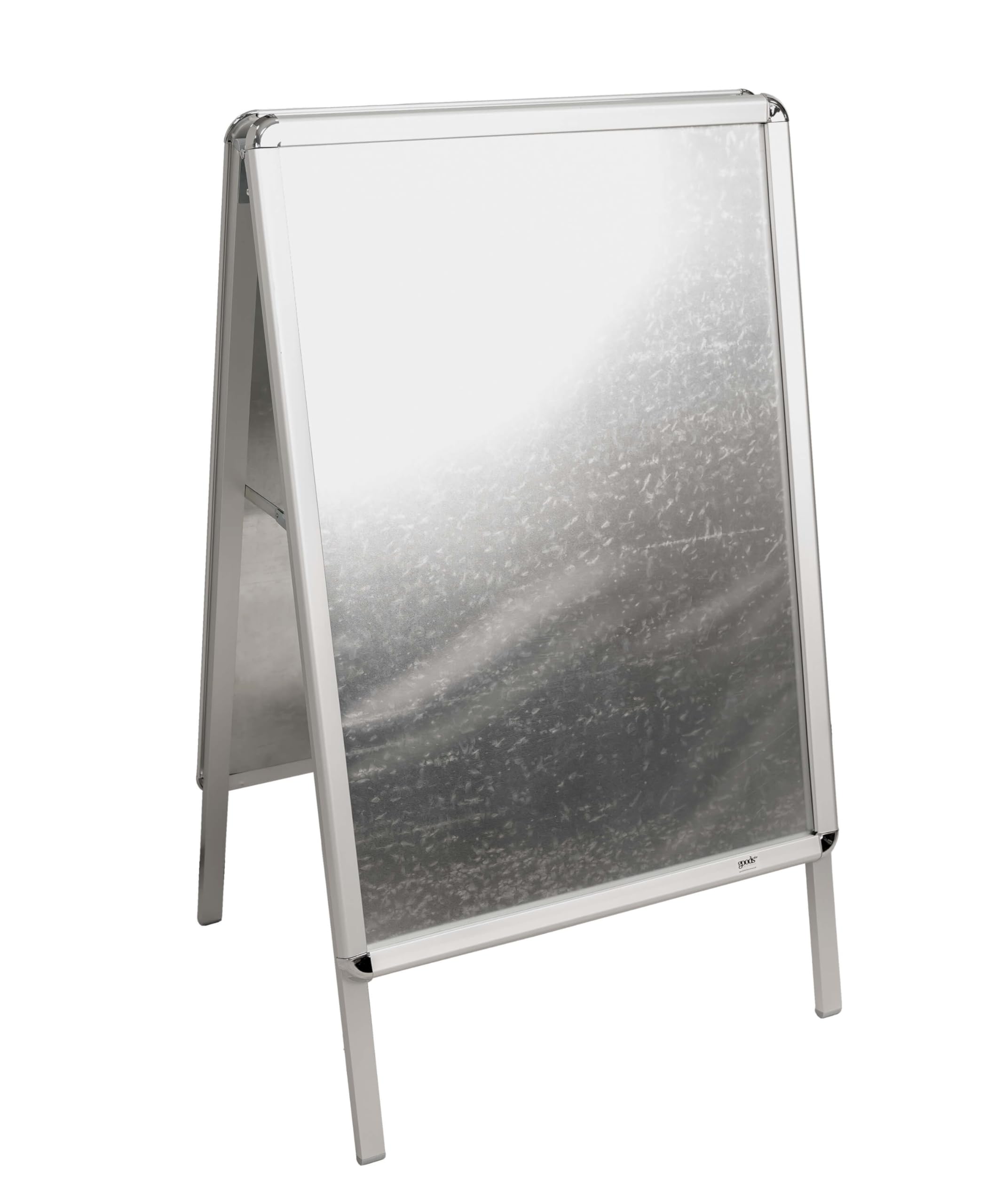 Kundenstopper Plakatständer klappbar Silber DIN-A1 | Werbeaufsteller Gehwegaufsteller Display mit 2-seitiger Präsentationsfläche für Innen und Außen, Klapp-Profile