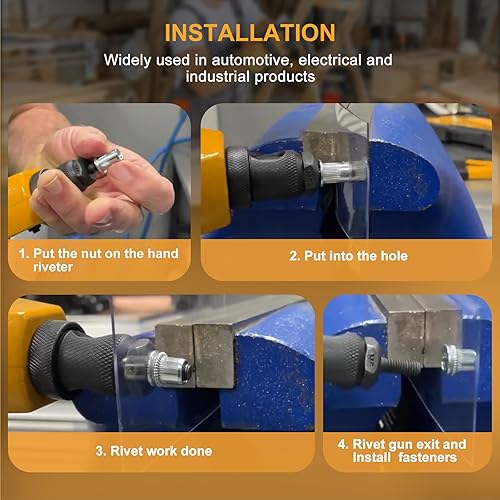 Miniatura 3 de VIGRUE Kit de tuercas remachadoras métricas y SAE de acero inoxidable 304 con estuche portátil #8-32#10-24 1/4"-20 5/16"-18 3/8"-16 M3 M4 M5 M6 M8