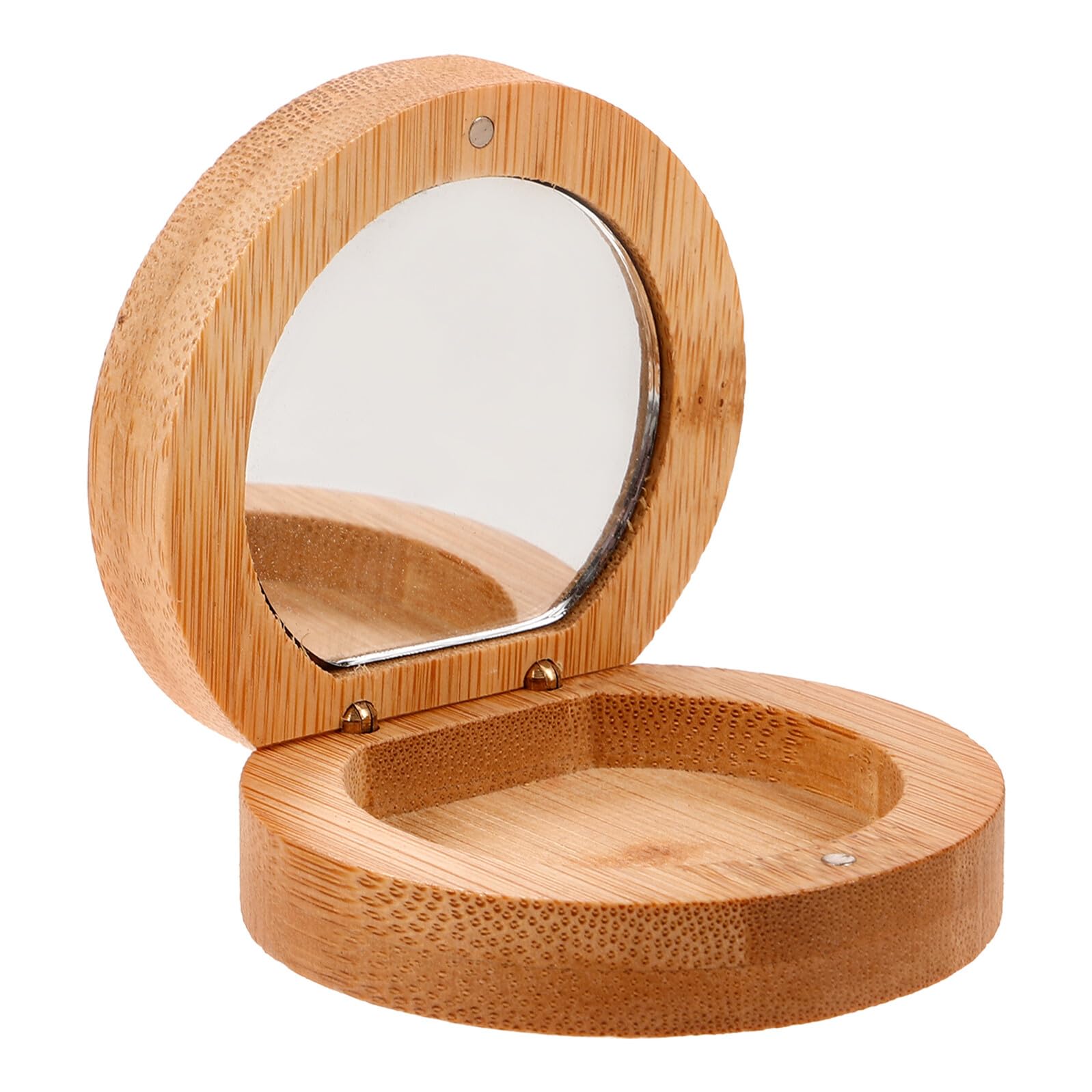 Espejo Compacto de Maquillaje de Bambú Natural Espejo de Bolsillo Portátil para Mujeres de Mano Pequeño para Viaje y Retoques Cualquier Lugar