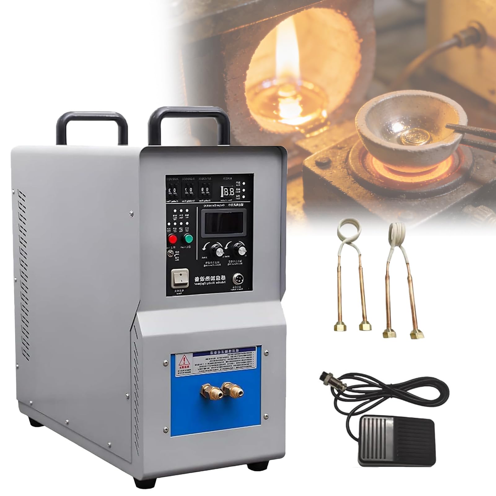 SUYUDD High Frequency Induction Furnace Induction Heating Machine 30-100KHz for Metal Melting, Welding, Annealing & Quenching with Water Cooling Protection and Temperature Control 15KW