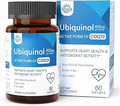 Miniatura 9 de Ubiquinol CoQ10 600mg con PQQ, vitamina E y esteroles vegetales Fórmula de alta absorción con pimienta negra y lecitina de girasol Salud del